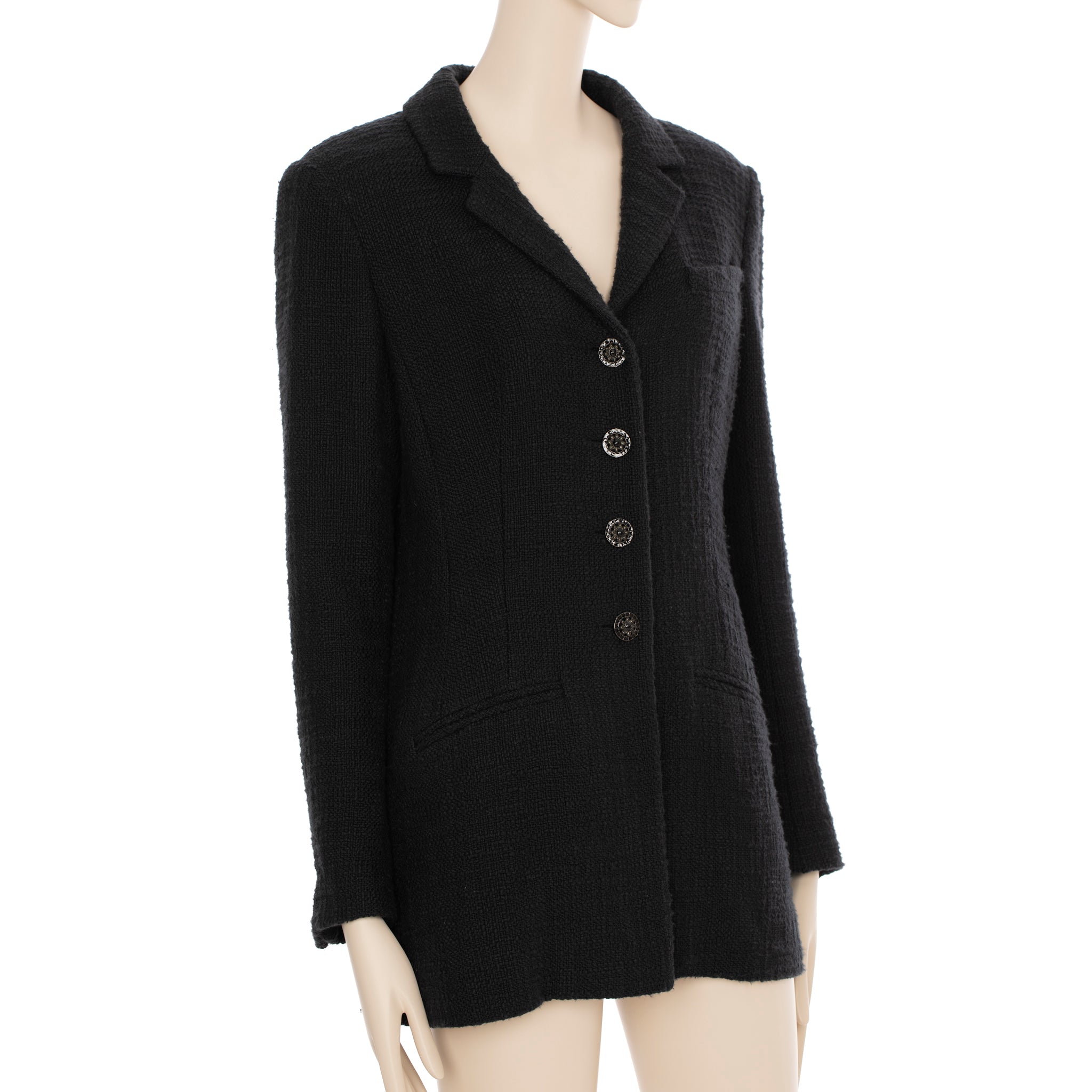 Chanel Black Tweed Blazer 42 FR