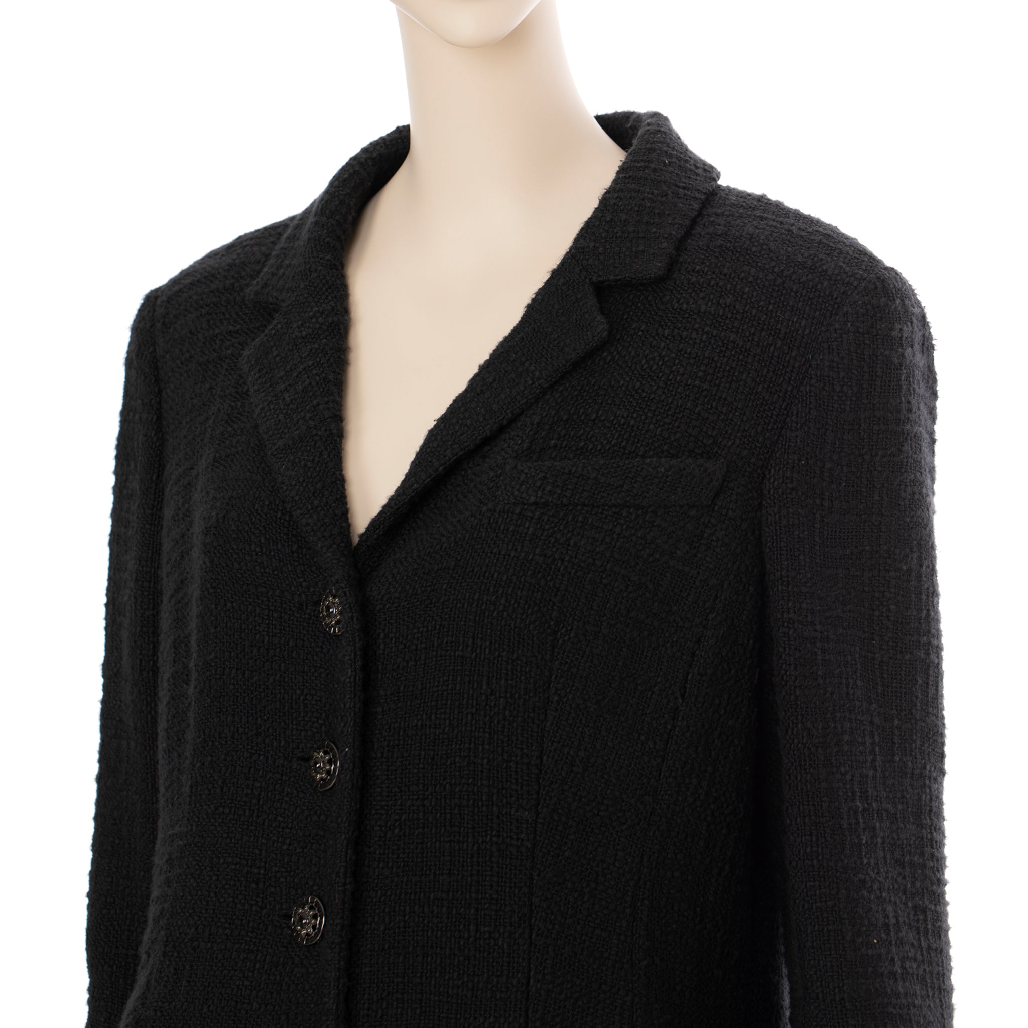 Chanel Black Tweed Blazer 42 FR