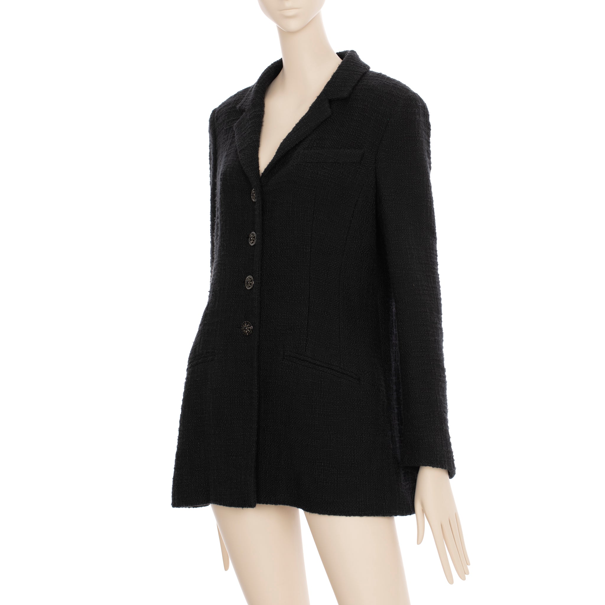 Chanel Black Tweed Blazer 42 FR