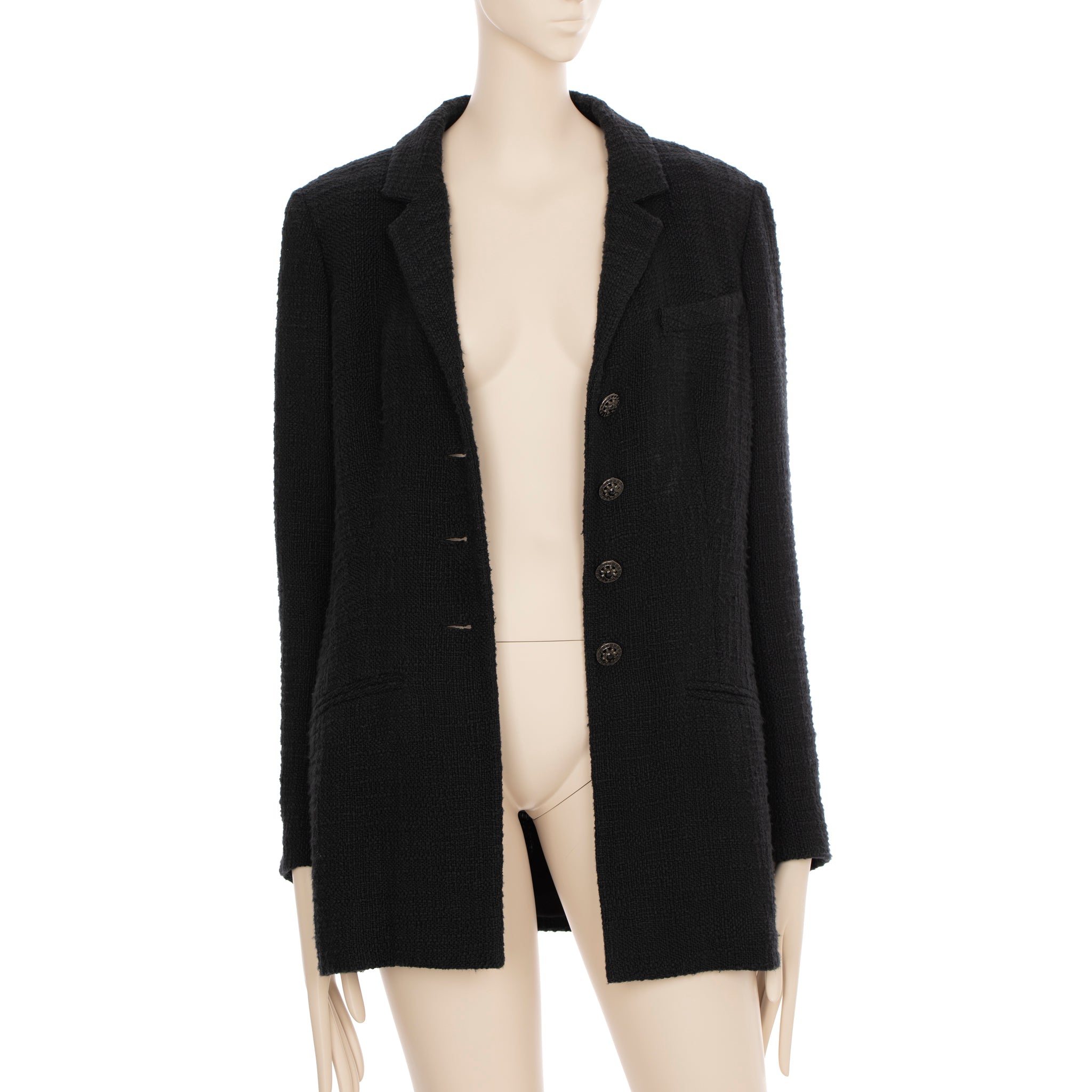 Chanel Black Tweed Blazer 42 FR