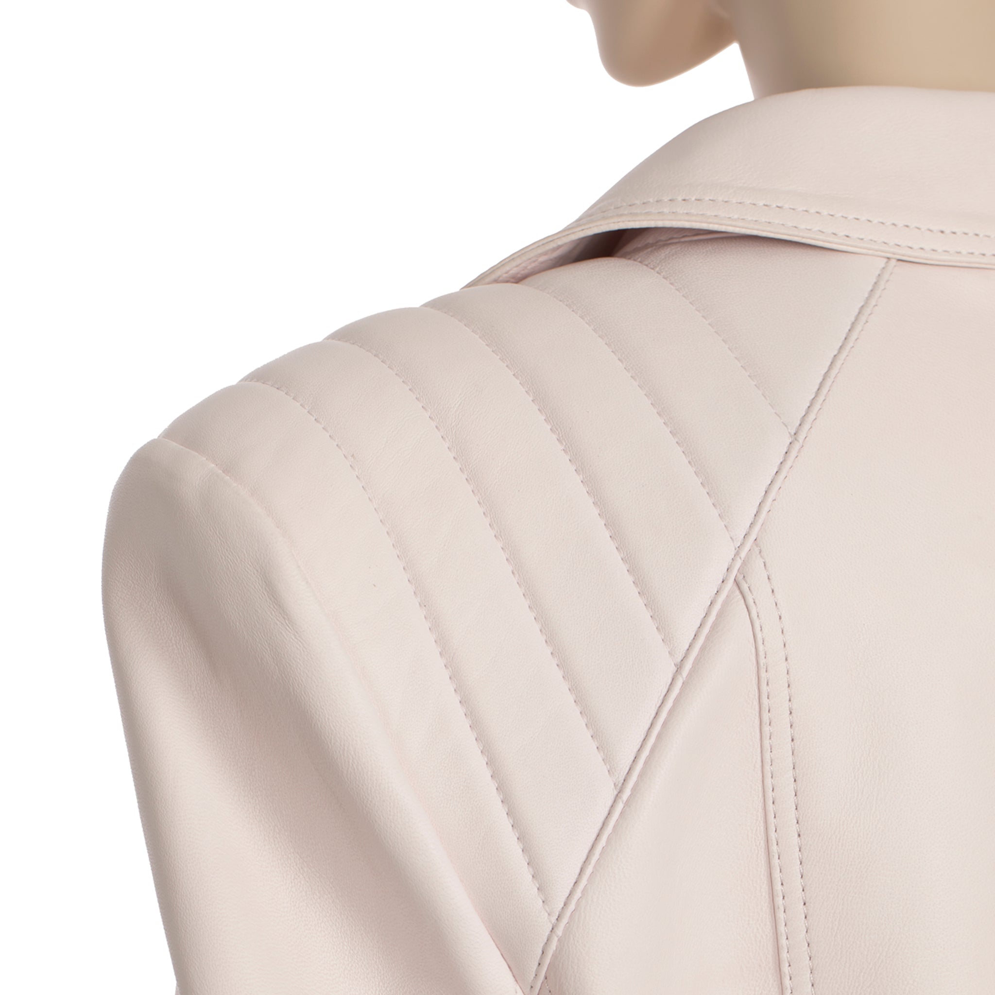 Balmain Pale Pink Leather Biker Jacket 44 FR