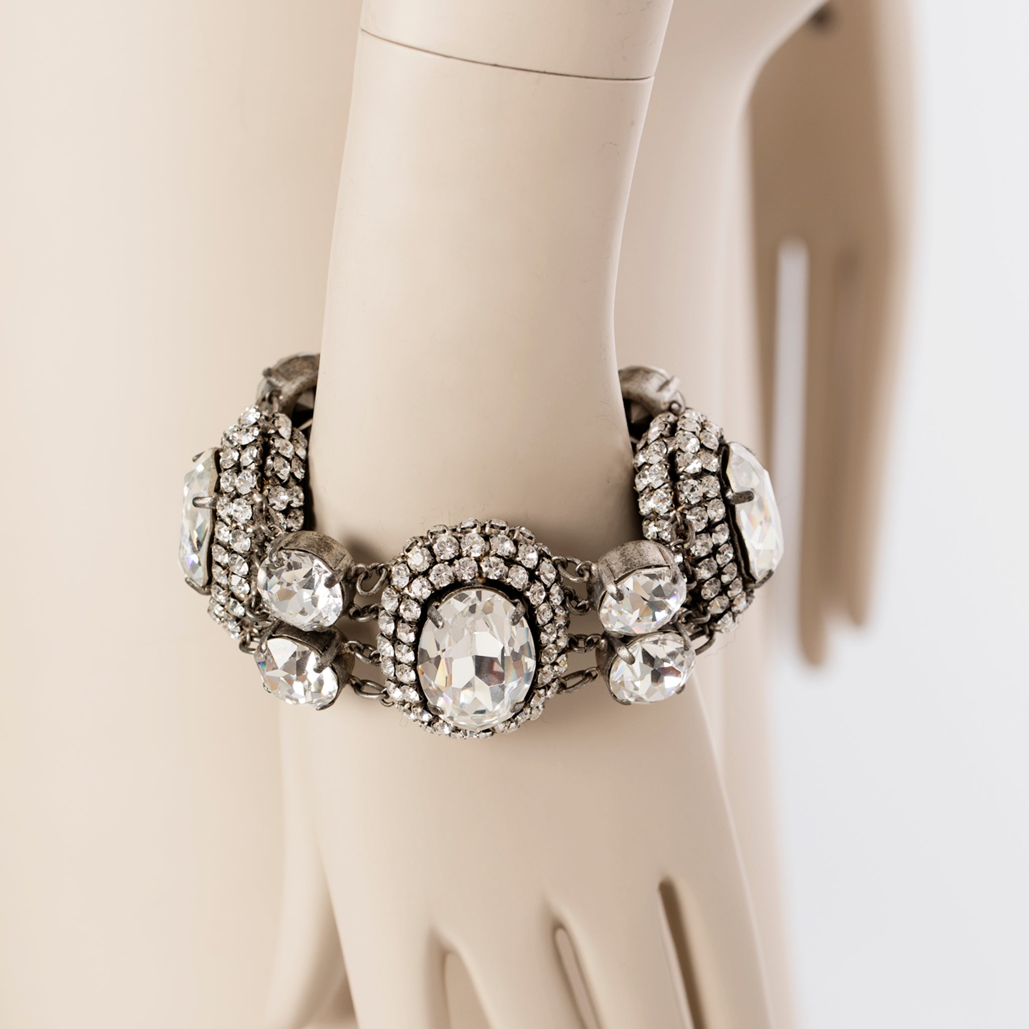 Balenciaga Edition Vintage Oval Crystal Rhinestone Cuff