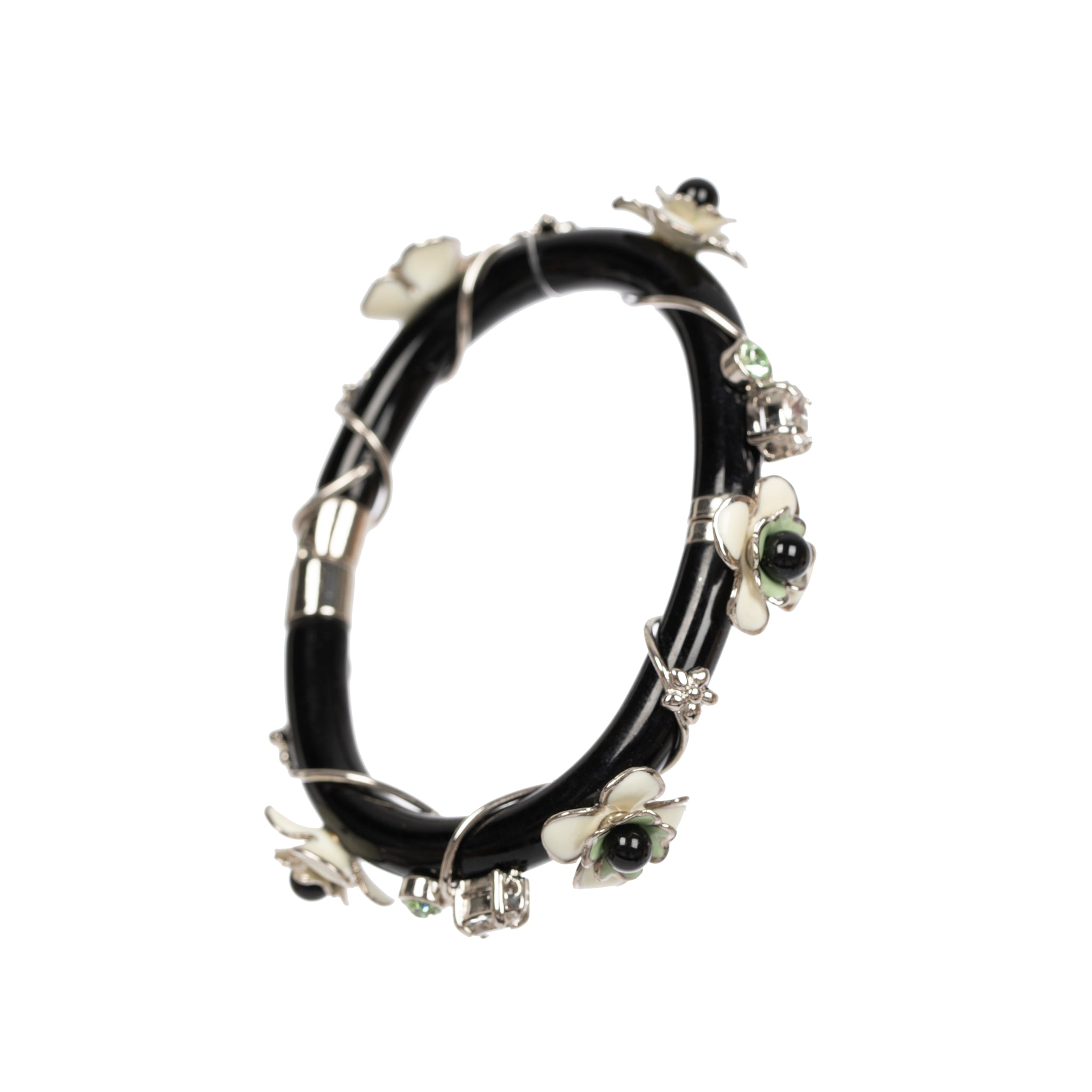 Prada Black & Ivory Flower Design Bracelet
