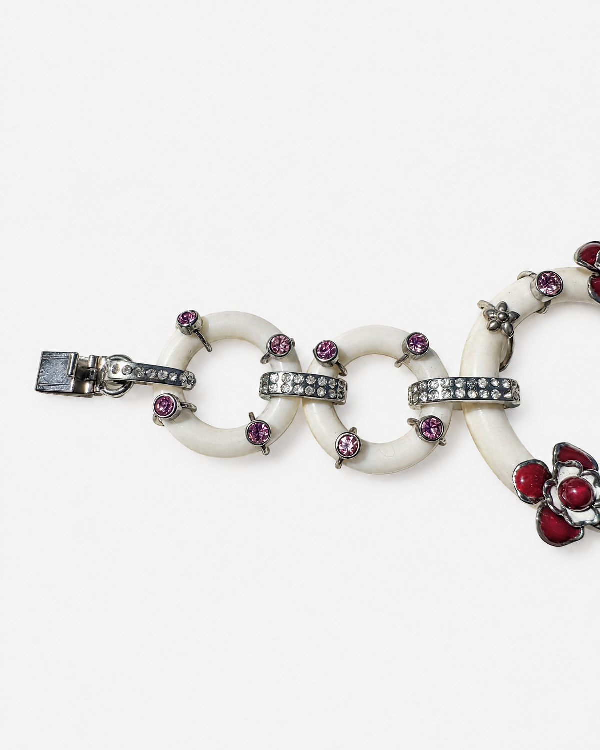 Prada White, Red and Pink Bloom Resin & Enamel Bracelet