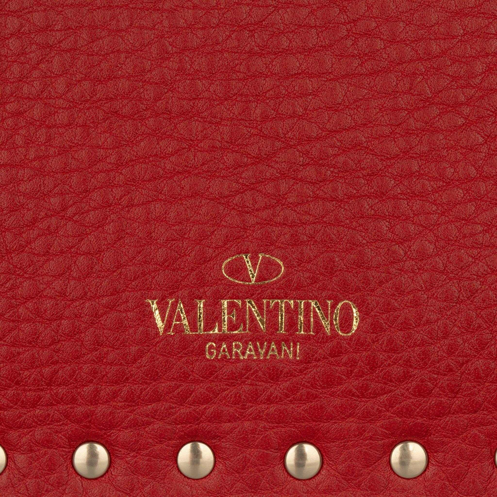 Valentino Red Rockstud Leather Pouch