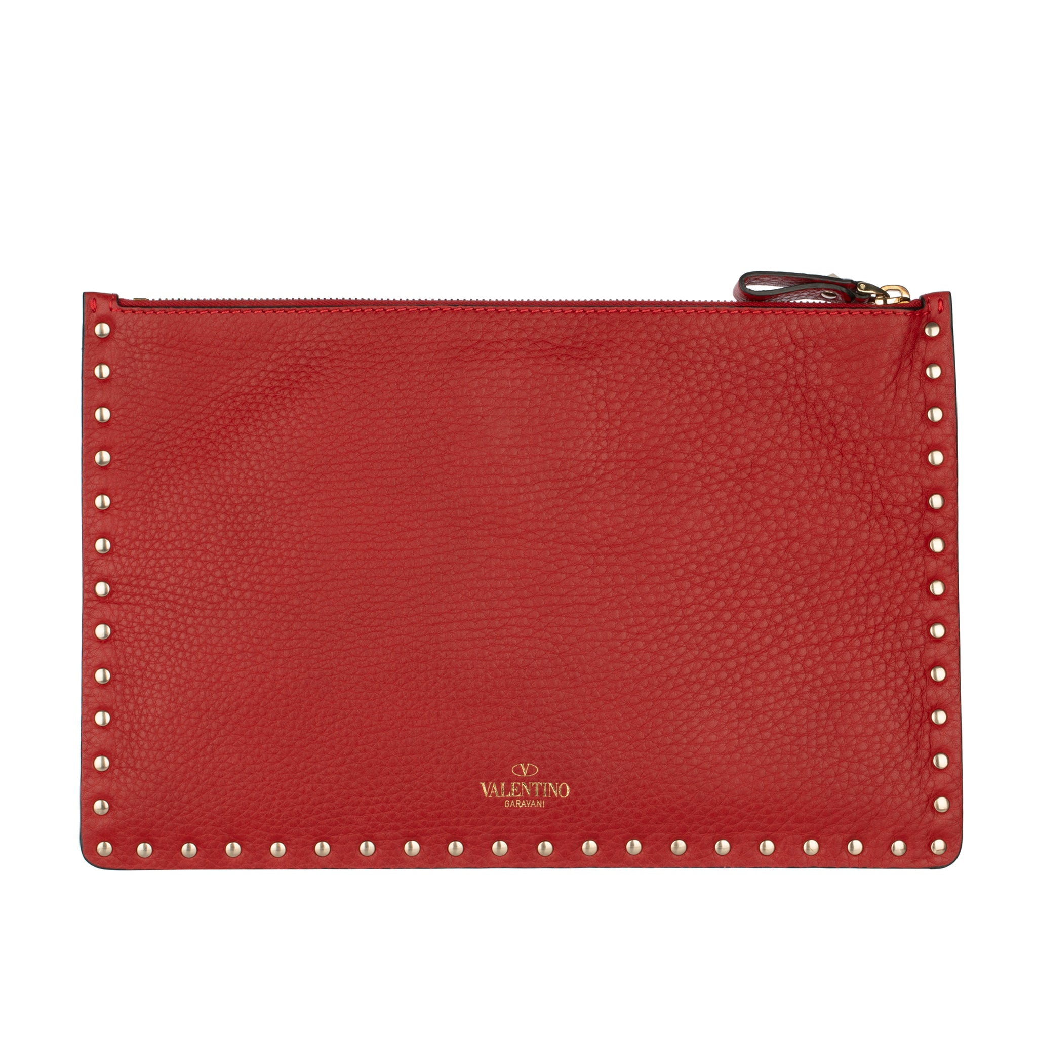 Valentino Red Rockstud Leather Pouch