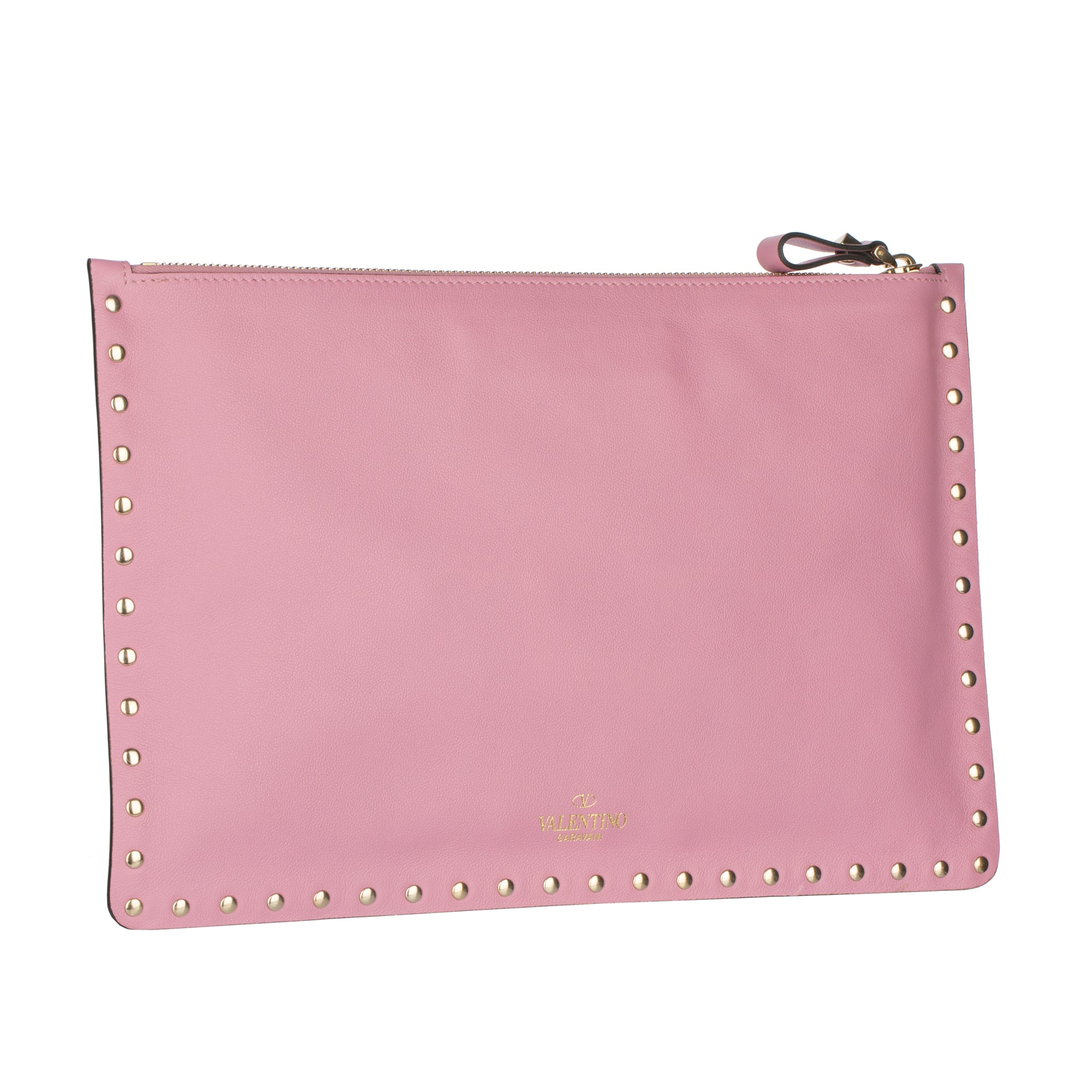 Valentino Mauve Rockstud Leather Pouch