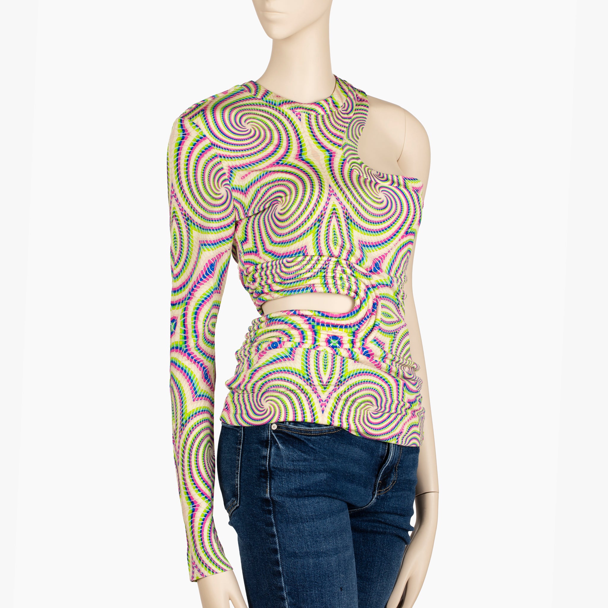 Stella McCartney Neon Swirl Asymmetric Cut-Out Top – Size 40 IT