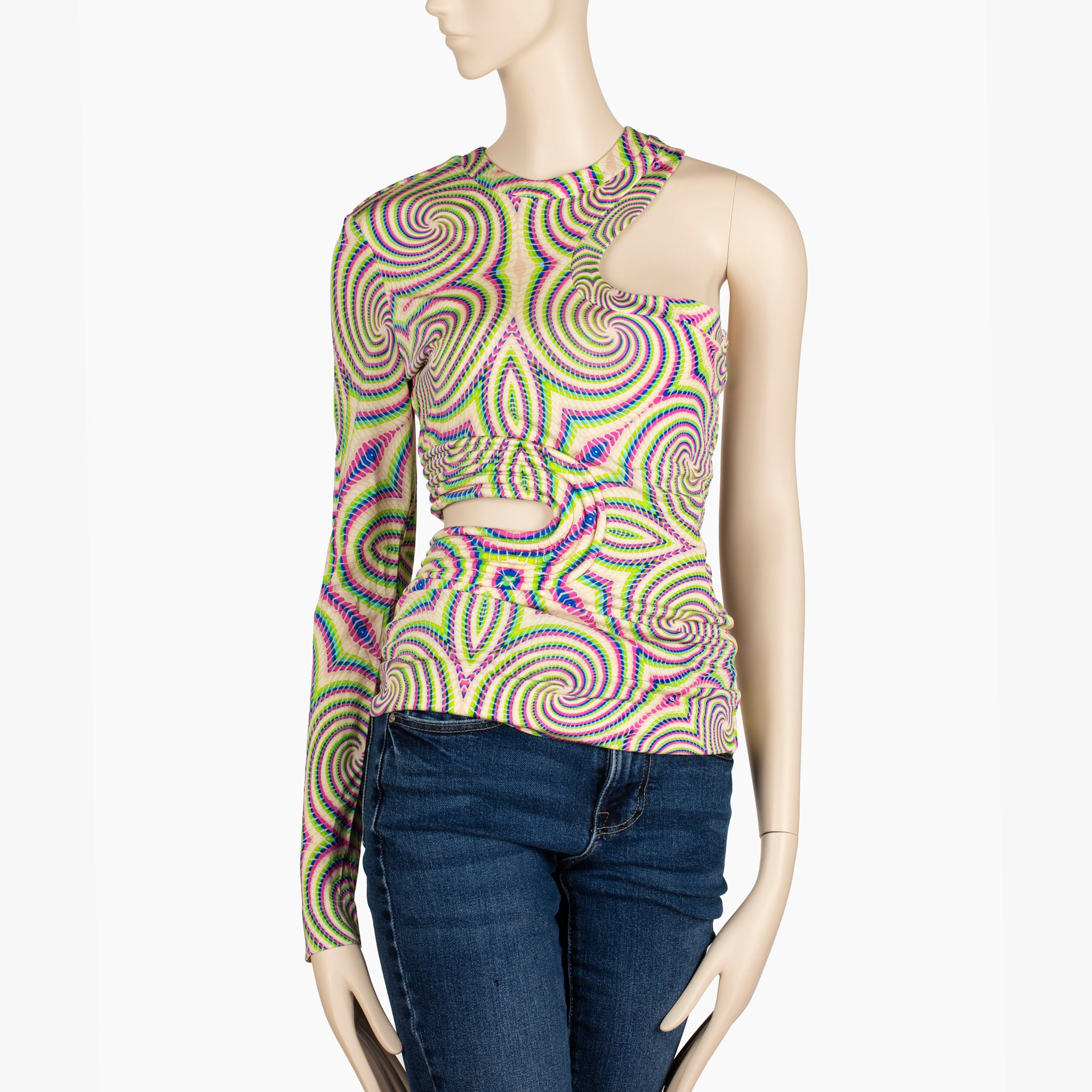 Stella McCartney Neon Swirl Asymmetric Cut-Out Top – Size 40 IT