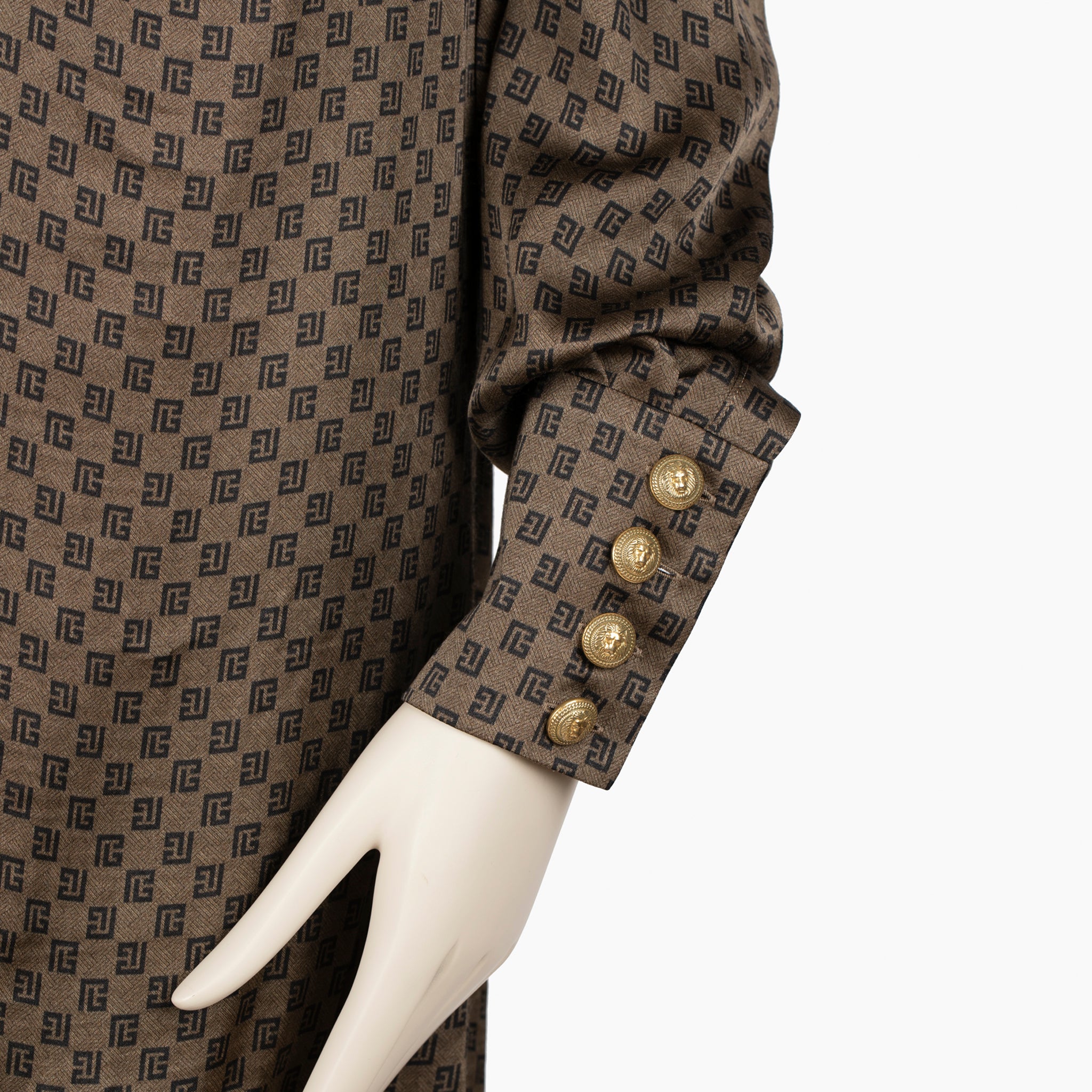 Balmain Brown & Black Monogram Bow Detail Mini Dress - Size 36 FR