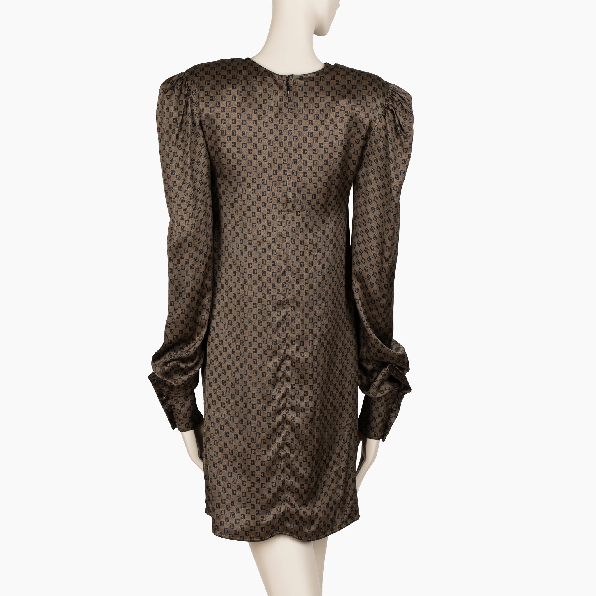 Balmain Brown & Black Monogram Bow Detail Mini Dress - Size 36 FR