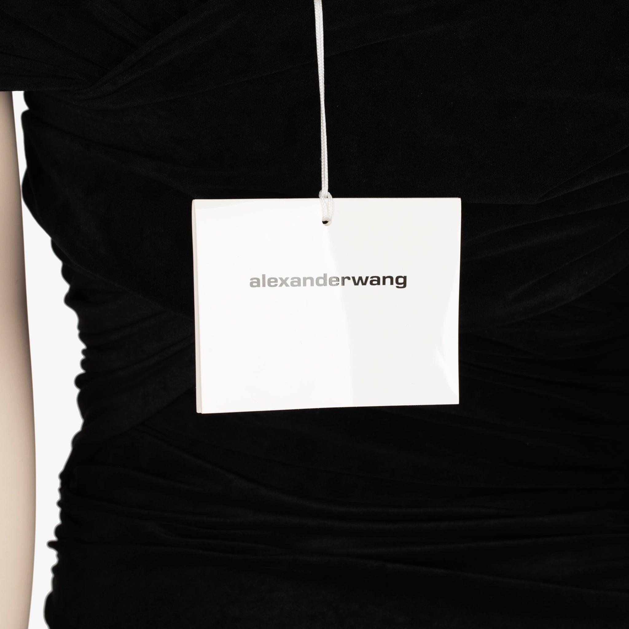 Alexander Wang Off-Shoulder Black Ruched Mini Dress - Size | XS