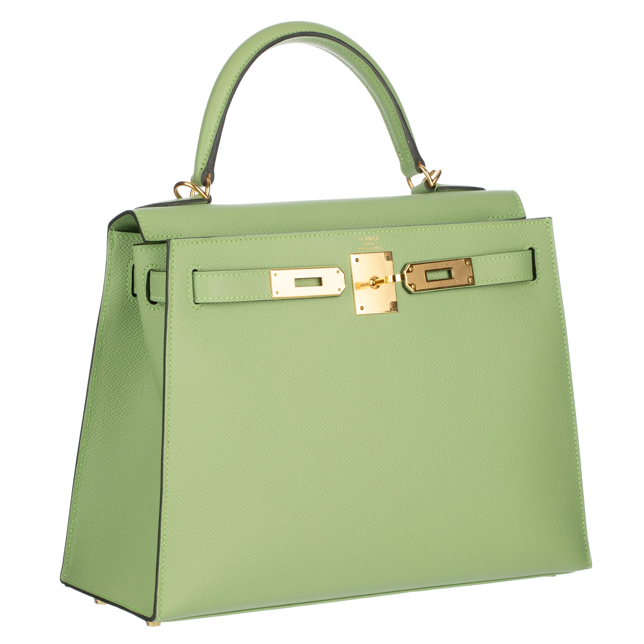 Hermes Kelly 28cm Vert Criquet Epsom Leather Gold Hardware