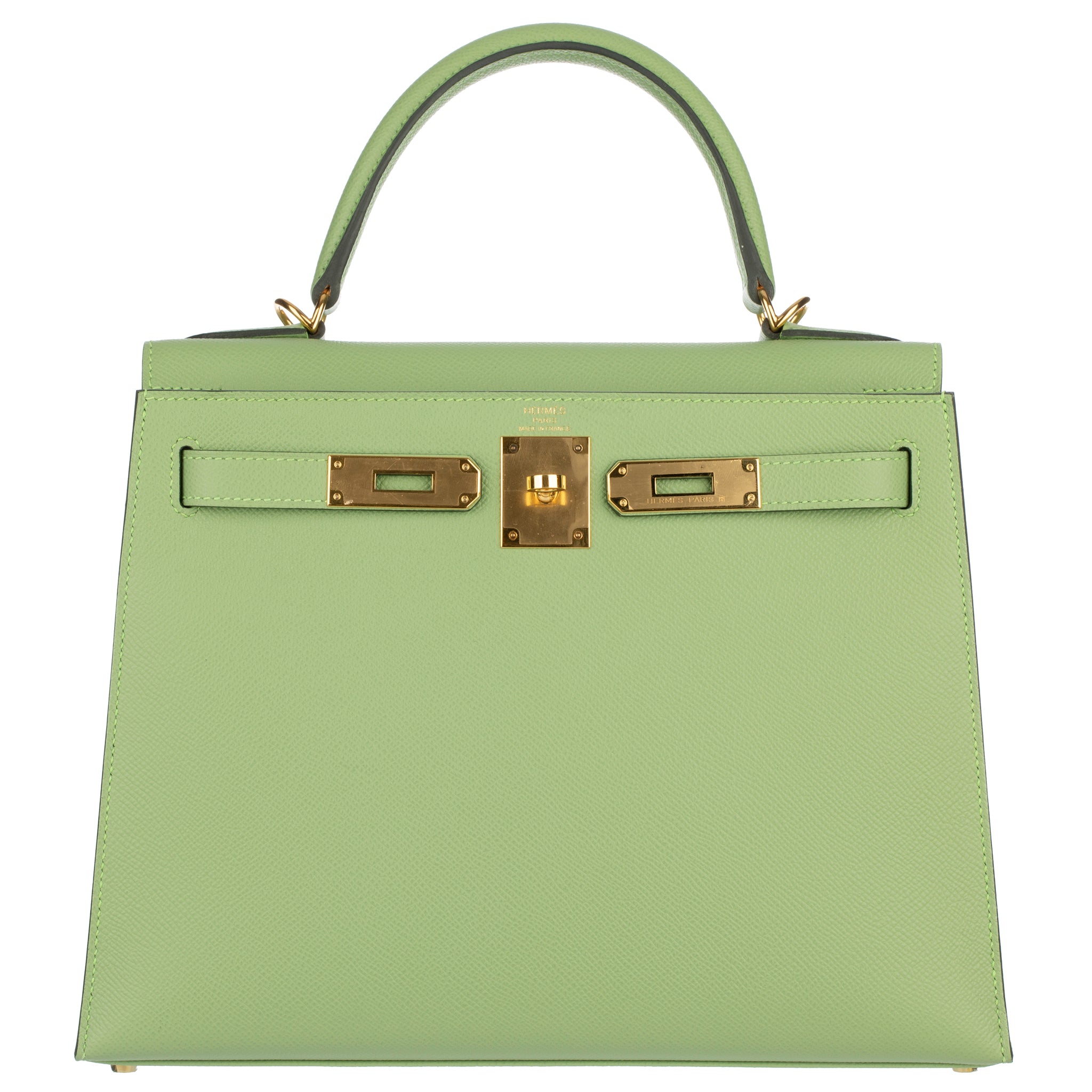 Hermes Kelly 28cm Vert Criquet Epsom Leather Gold Hardware