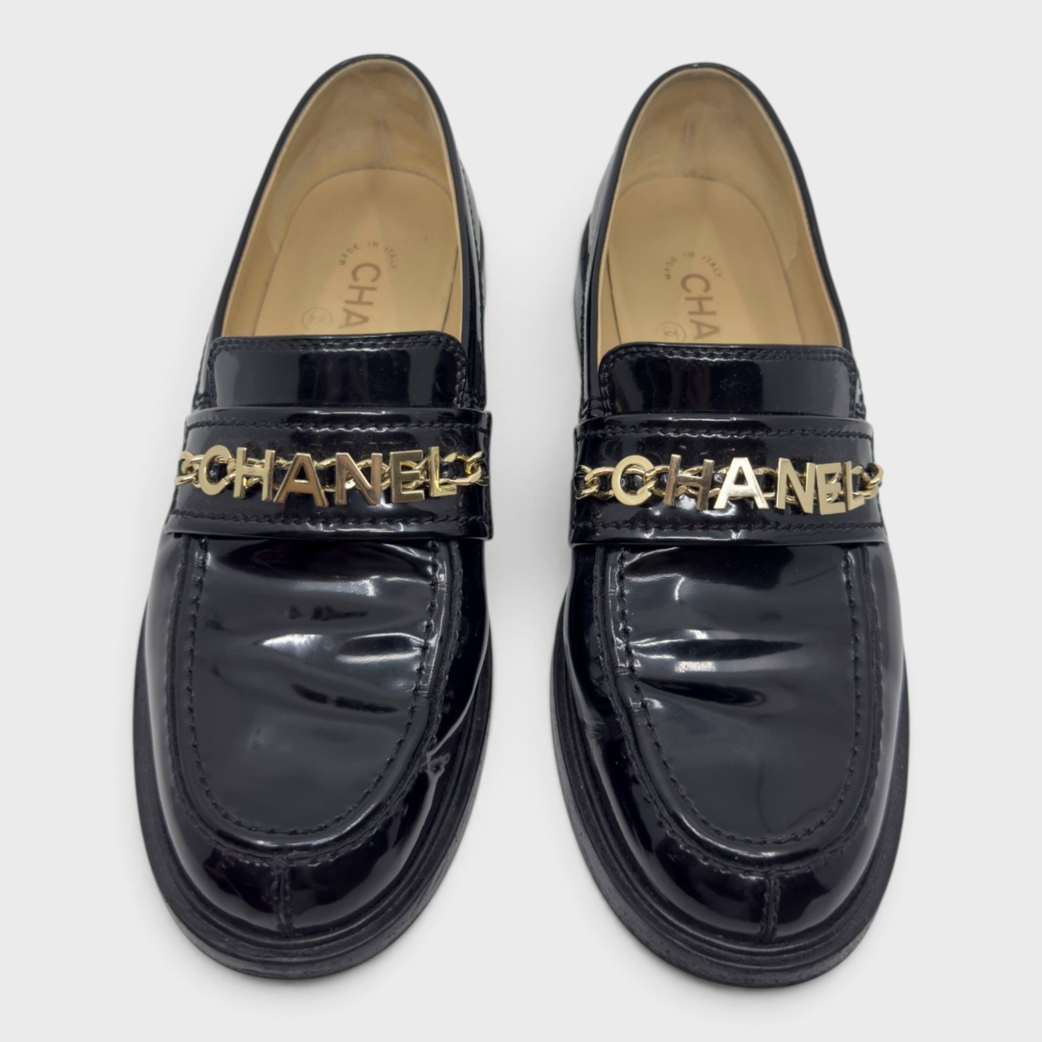 Chanel Patent Leather Loafer | Size 37.5