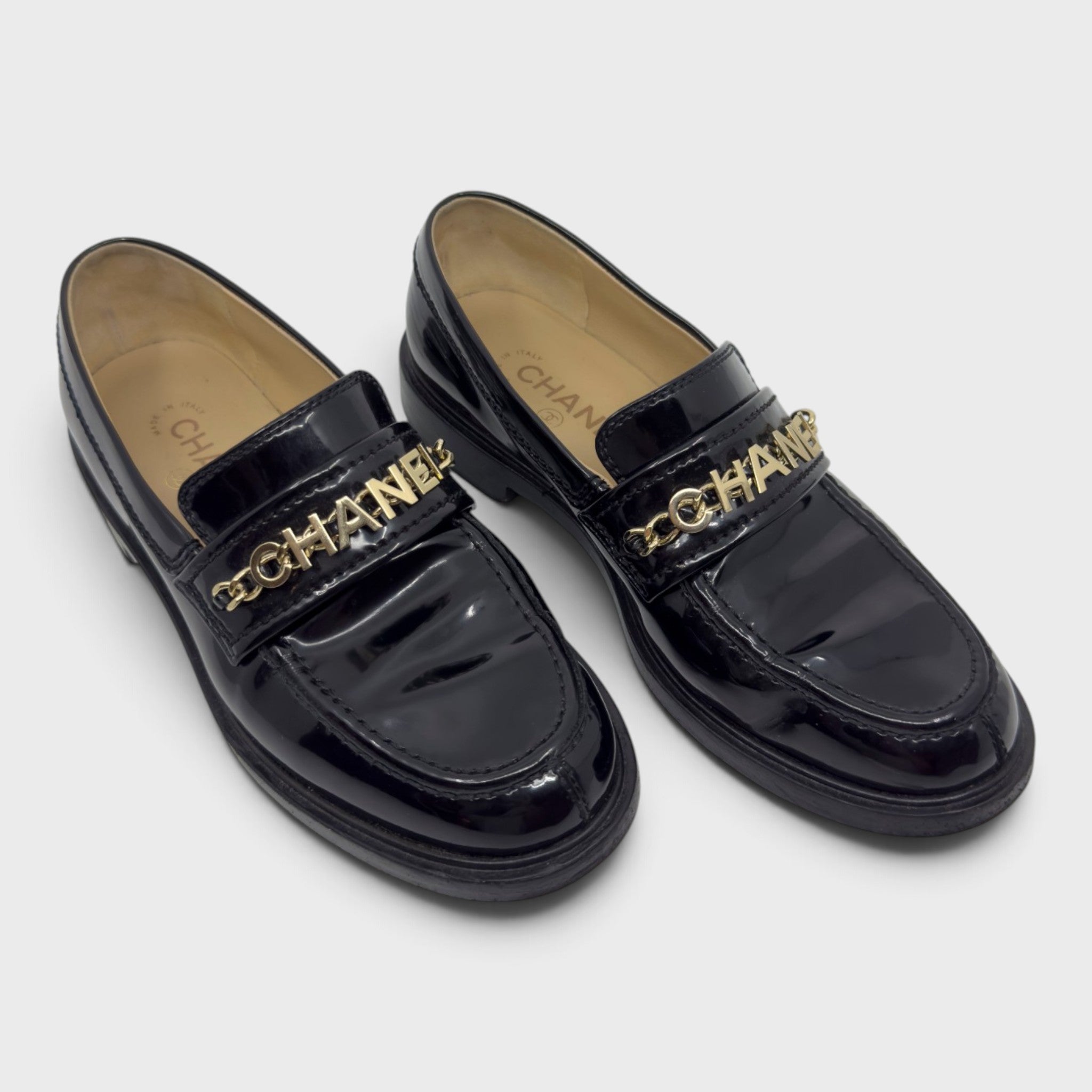 Chanel Patent Leather Loafer | Size 37.5