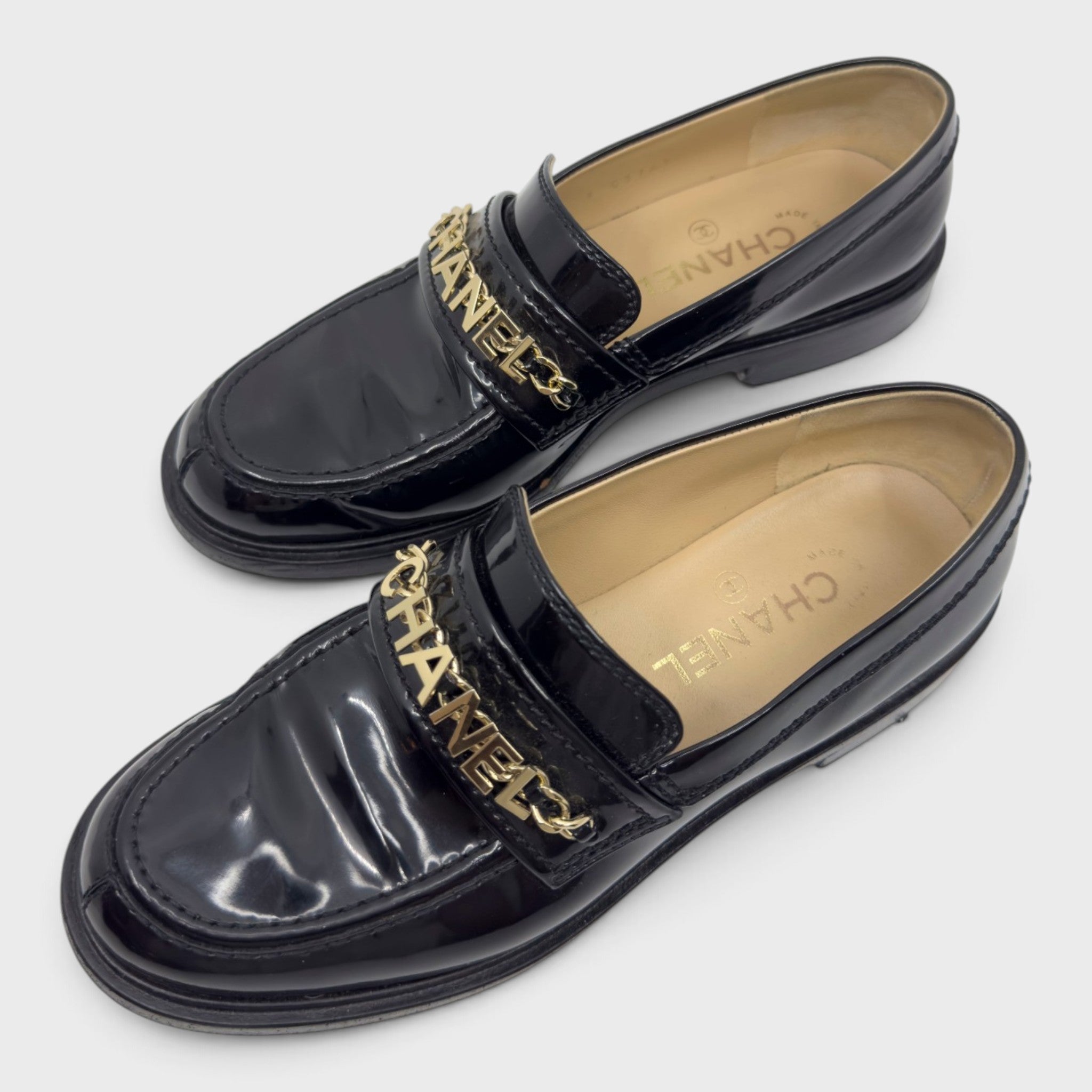 Chanel Patent Leather Loafer | Size 37.5