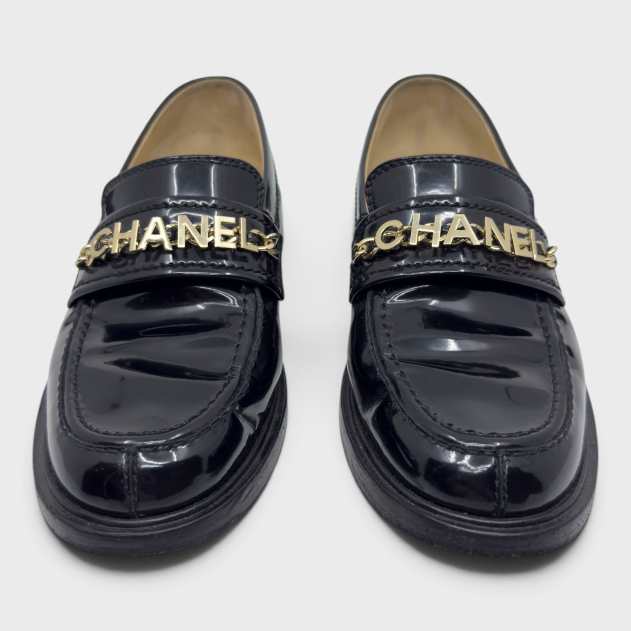 Chanel Patent Leather Loafer | Size 37.5