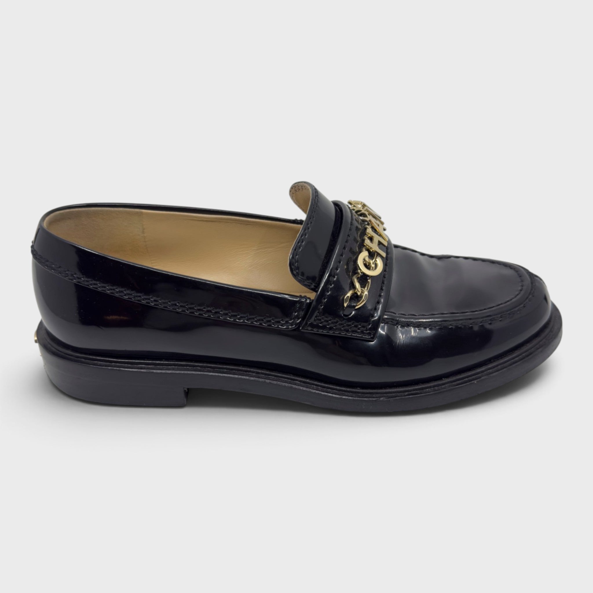 Chanel Patent Leather Loafer | Size 37.5