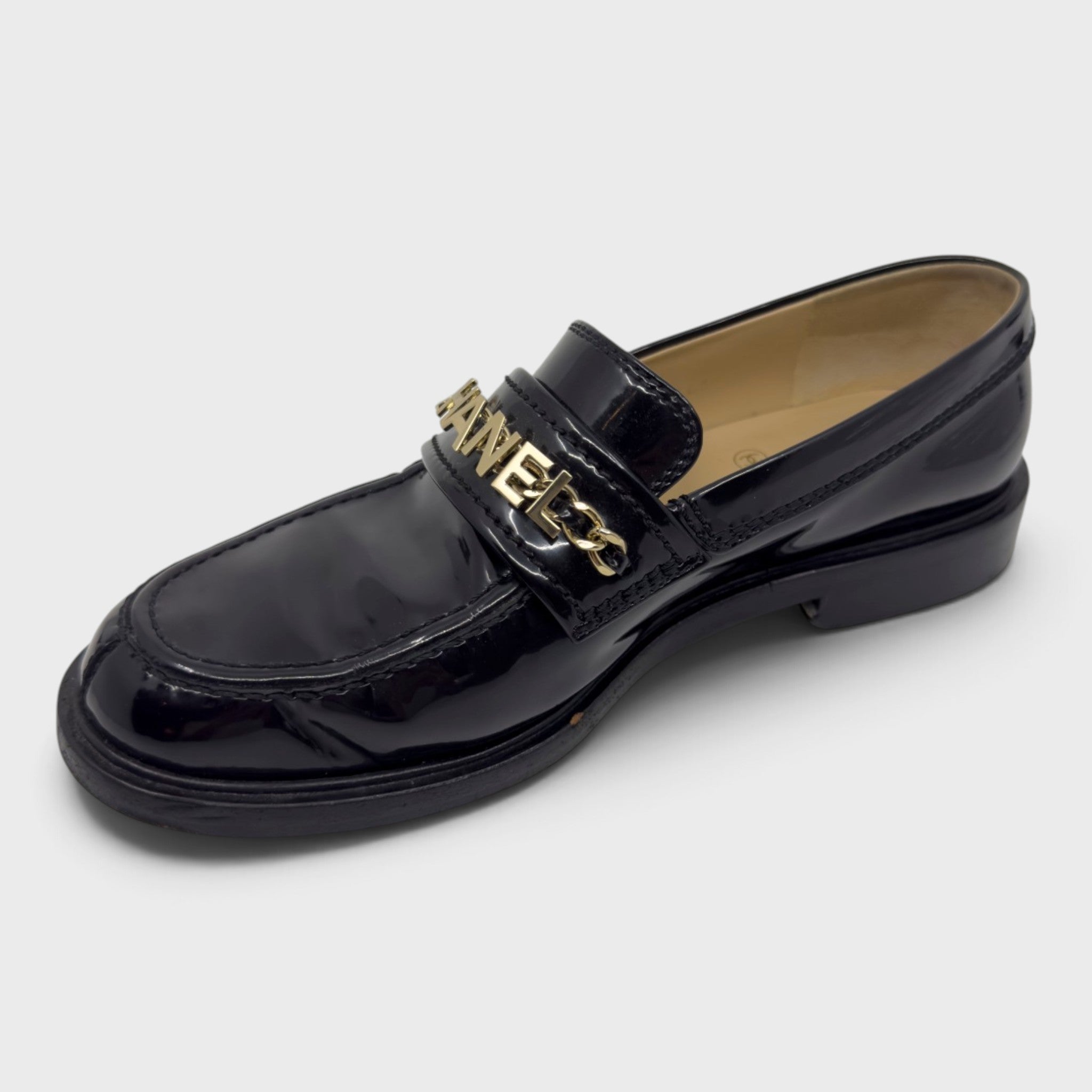 Chanel Patent Leather Loafer | Size 37.5