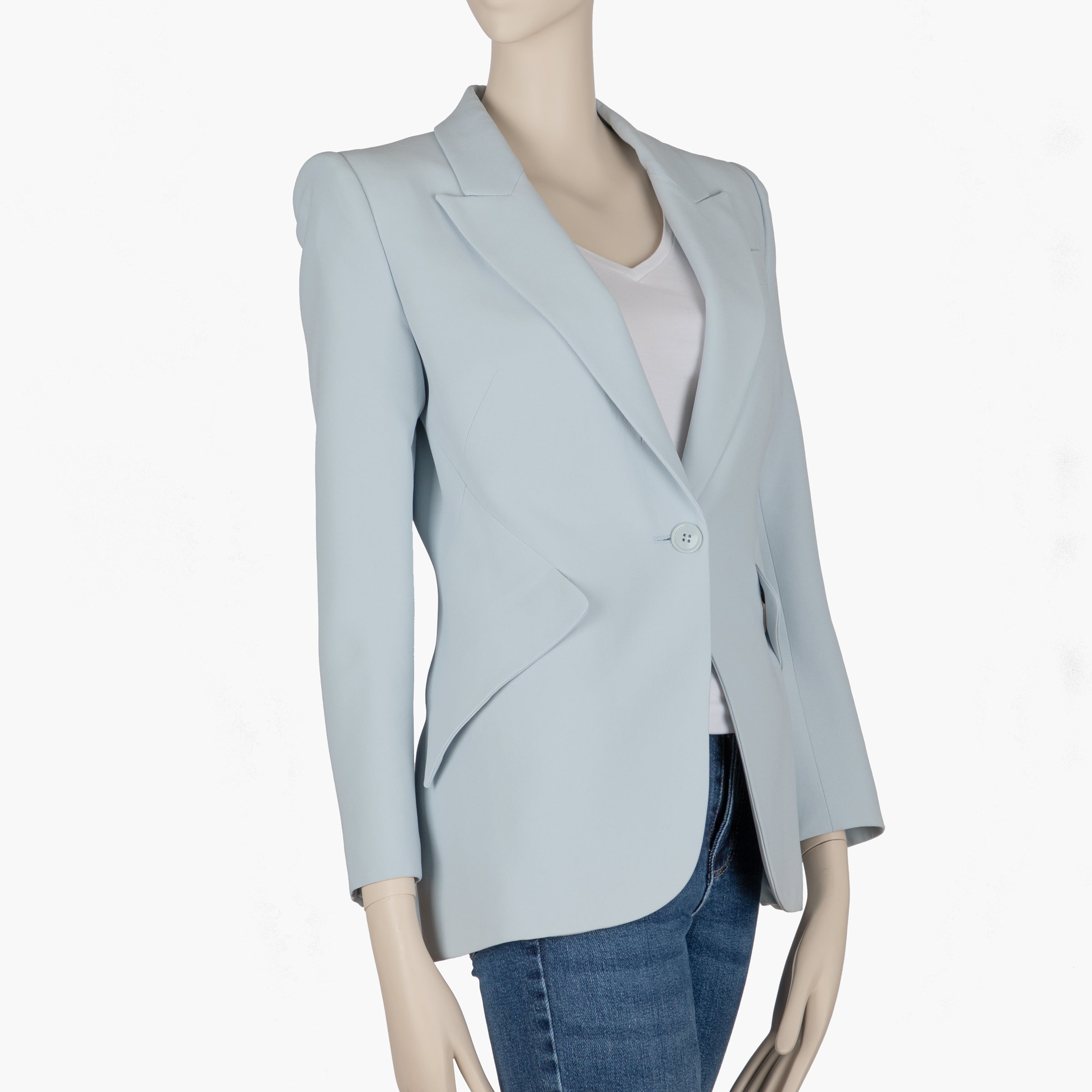 Alexander McQueen Pale Blue Single-Button Blazer | Size 40