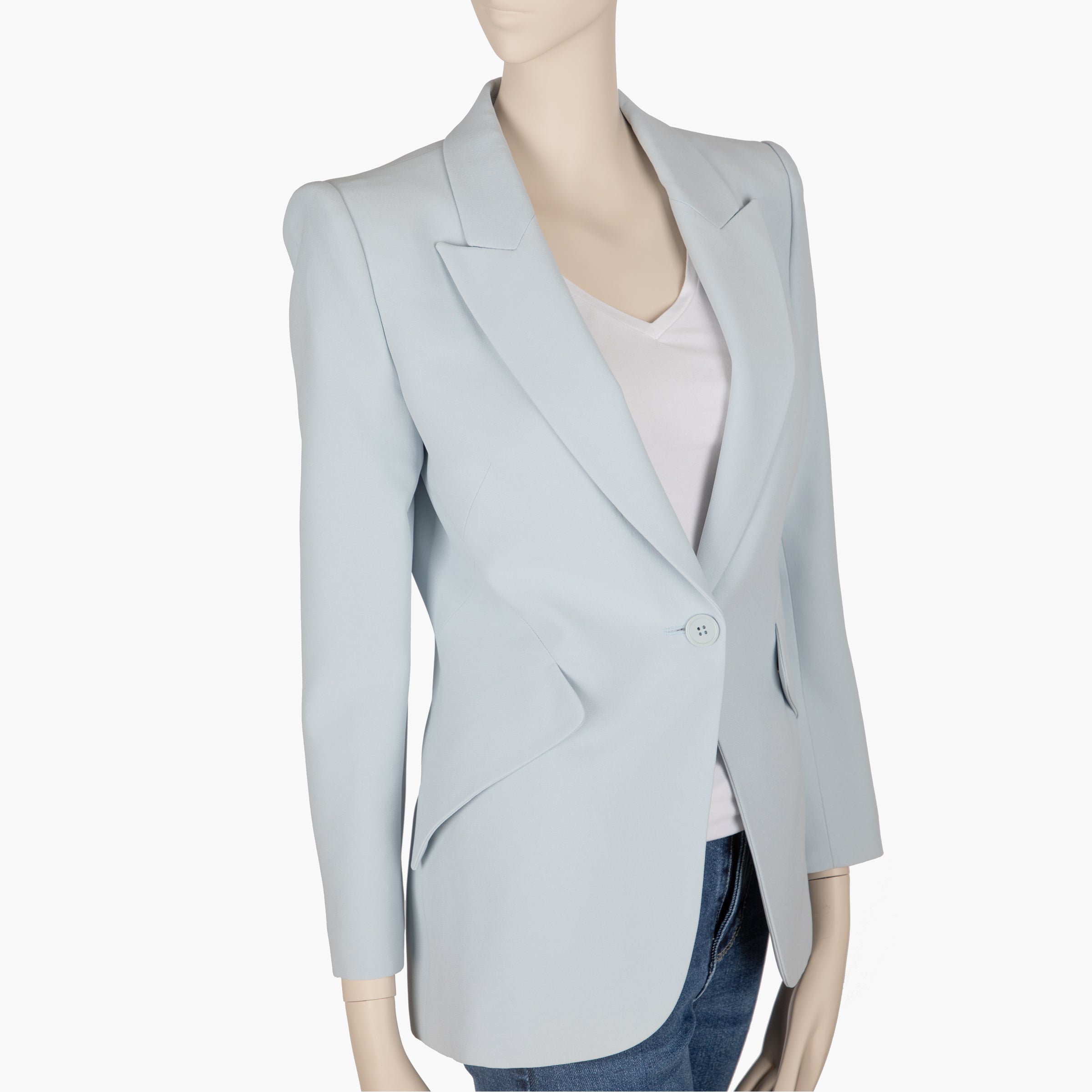 Alexander McQueen Pale Blue Single-Button Blazer | Size 40