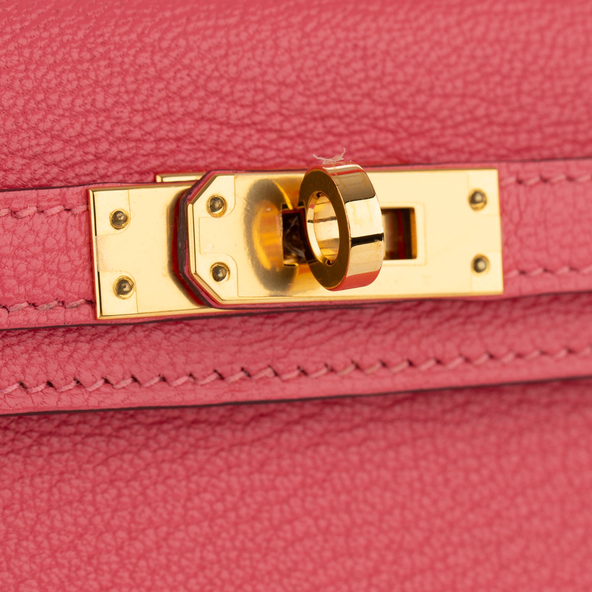 Hermes Mini Kelly II Rose Lipstick Chevre Leather Gold Hardware