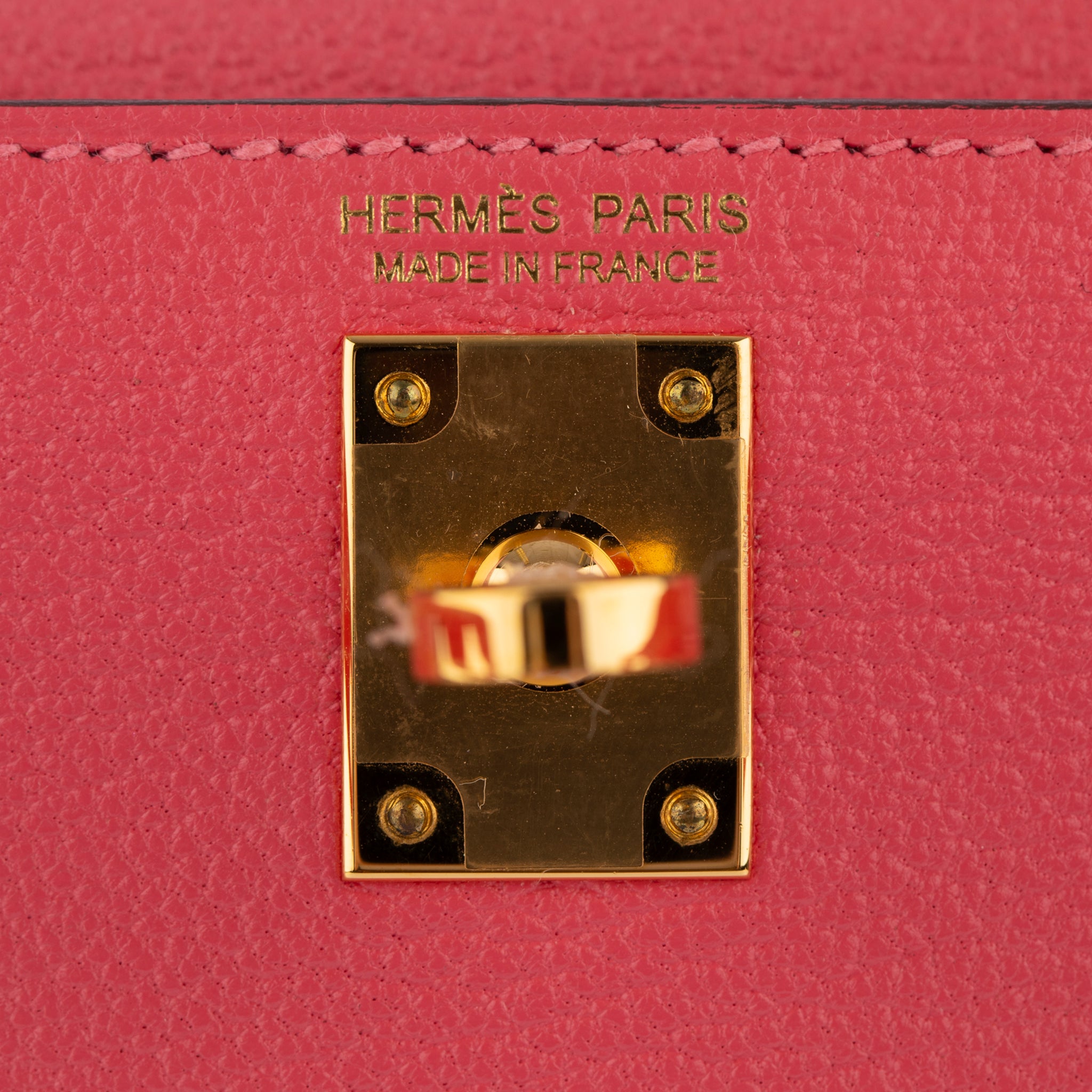 Hermes Mini Kelly II Rose Lipstick Chevre Leather Gold Hardware