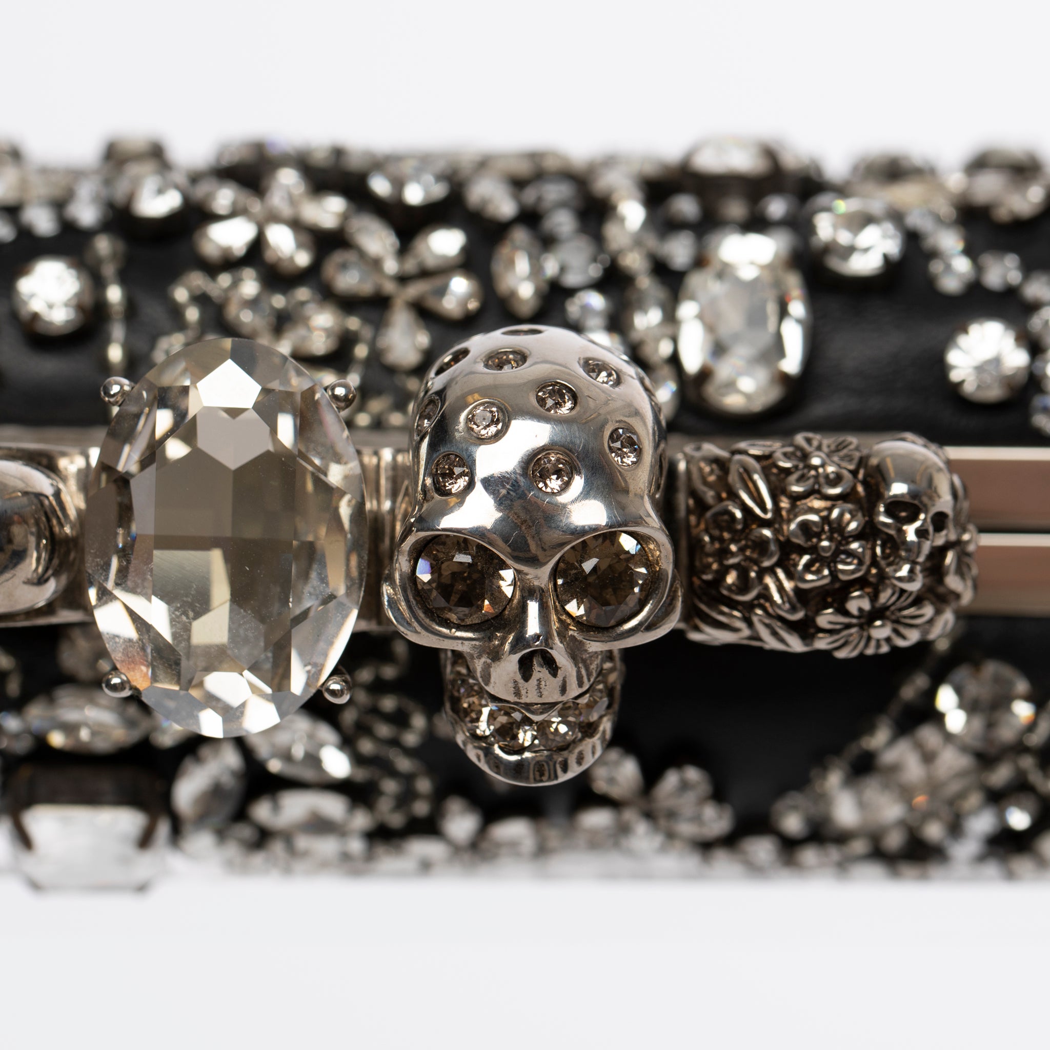 Alexander McQueen Knuckle Clutch in Black With Crystal Silver Tone Hardware