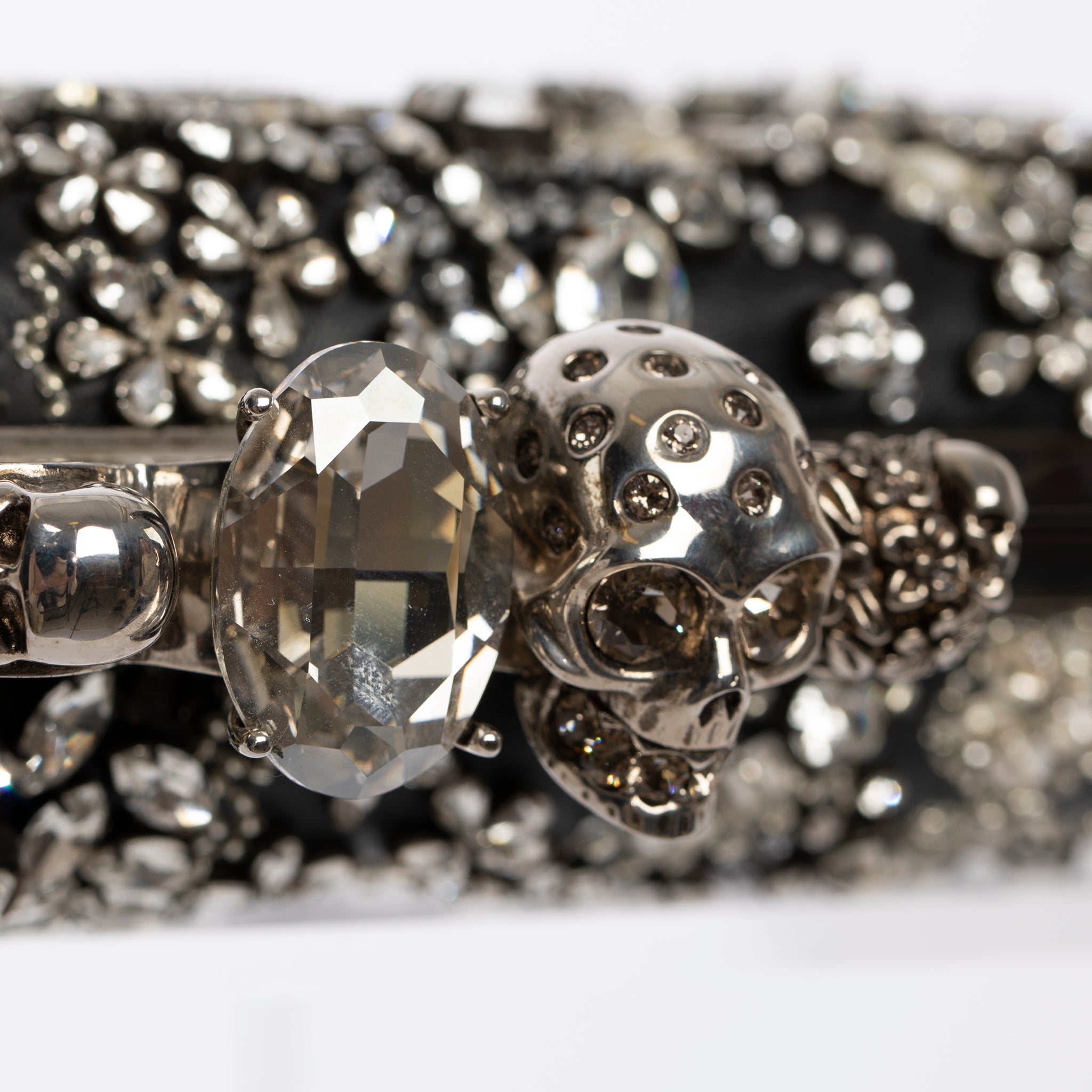 Alexander McQueen Knuckle Clutch in Black With Crystal Silver Tone Hardware