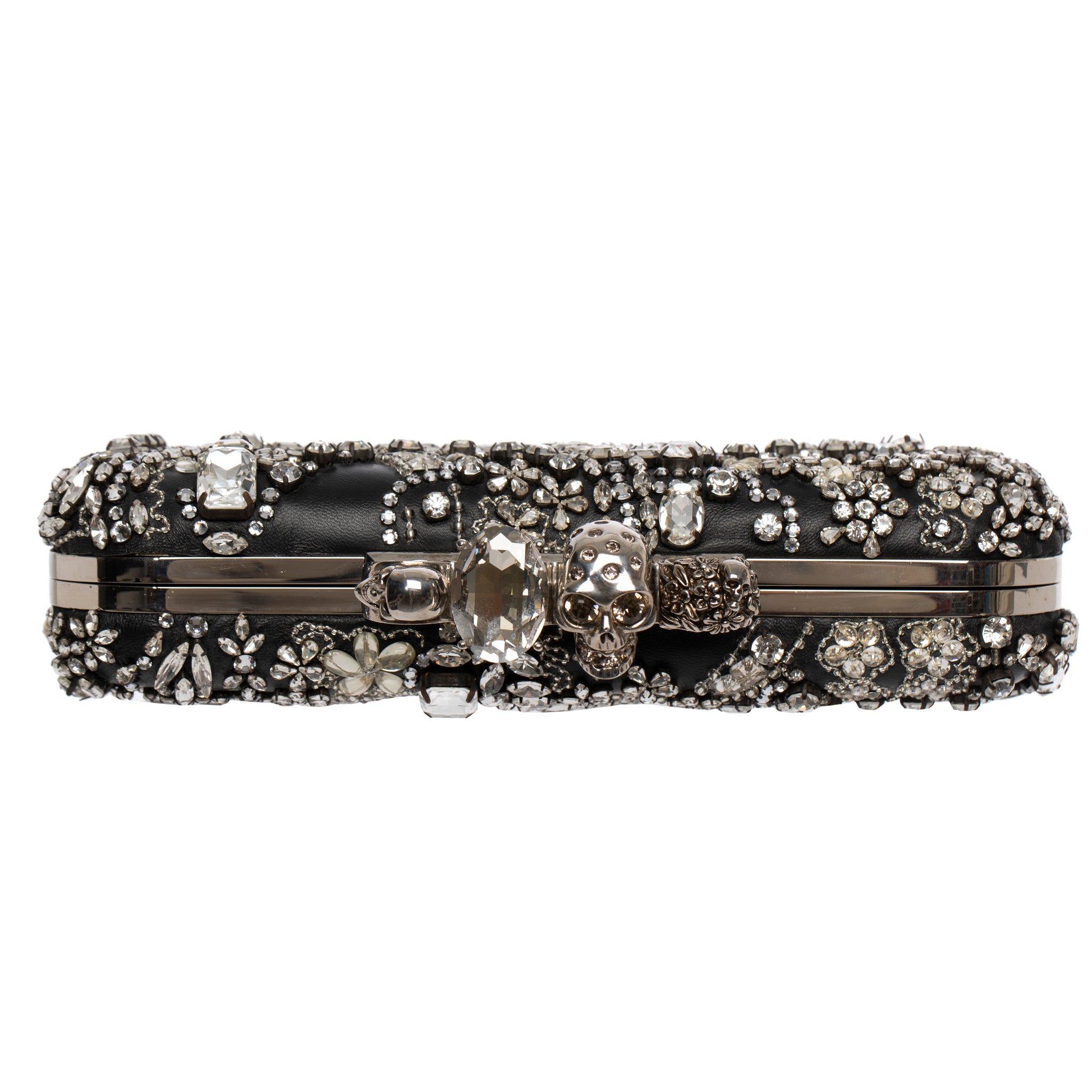 Alexander McQueen Knuckle Clutch in Black With Crystal Silver Tone Hardware