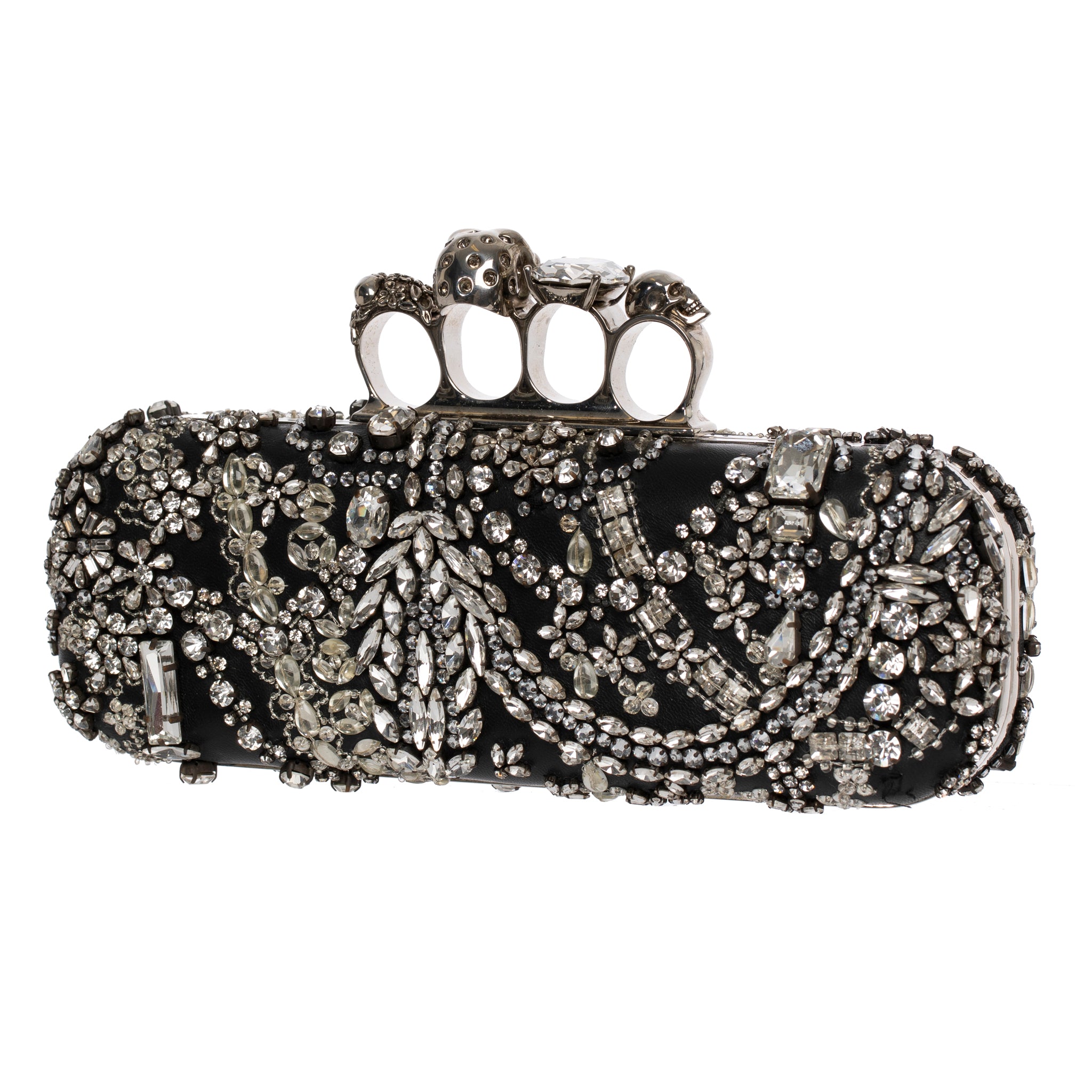 Alexander McQueen Knuckle Clutch in Black With Crystal Silver Tone Hardware