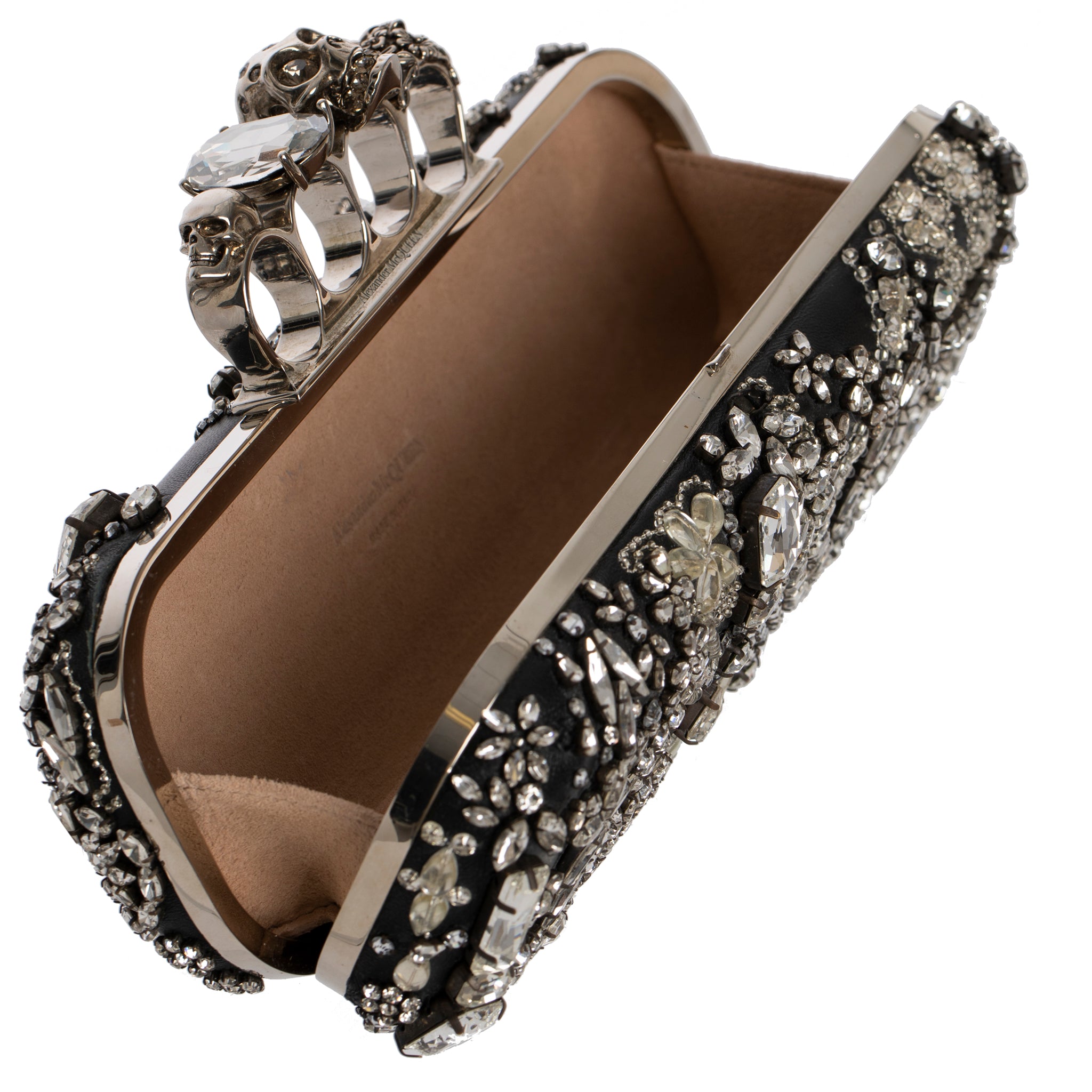 Alexander McQueen Knuckle Clutch in Black With Crystal Silver Tone Hardware