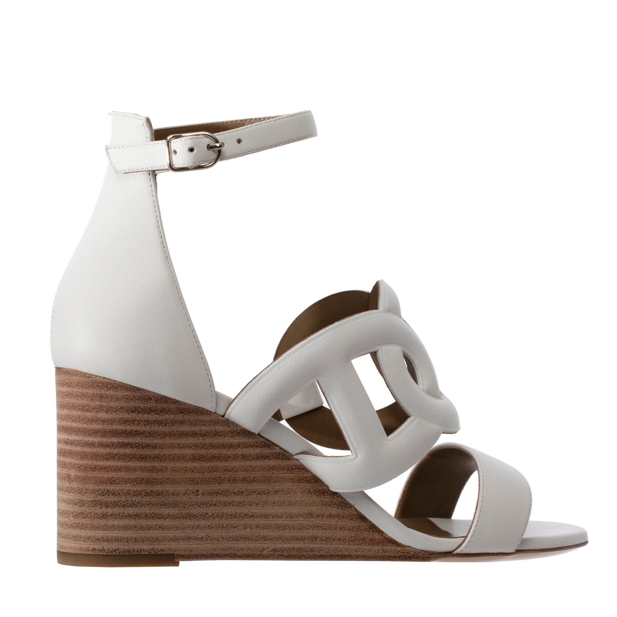 Hermes Wedge Sandal White Smooth Leather 38 Fr