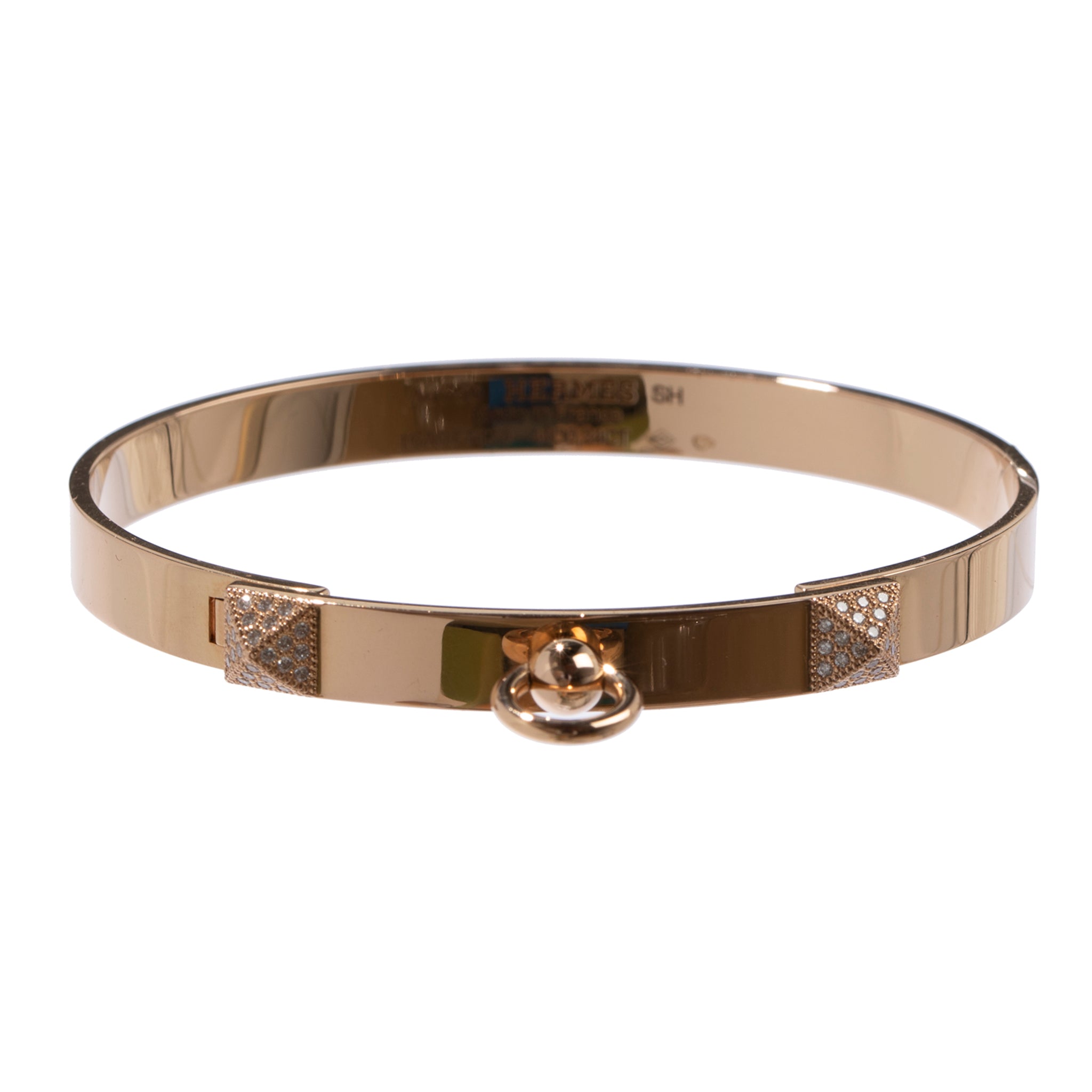 Hermes Collier De Chien Half Diamond Rose Gold Bracelet