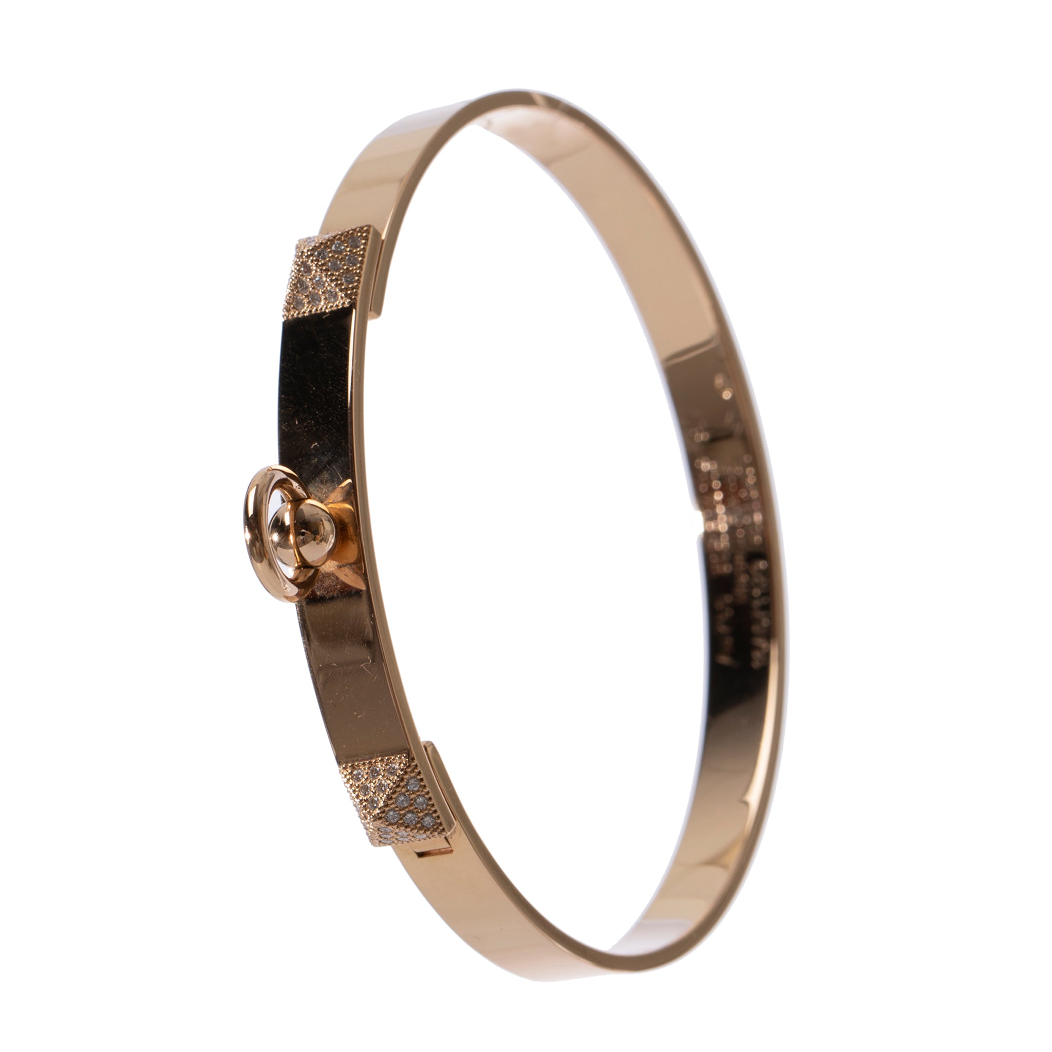 Hermes Collier De Chien Half Diamond Rose Gold Bracelet
