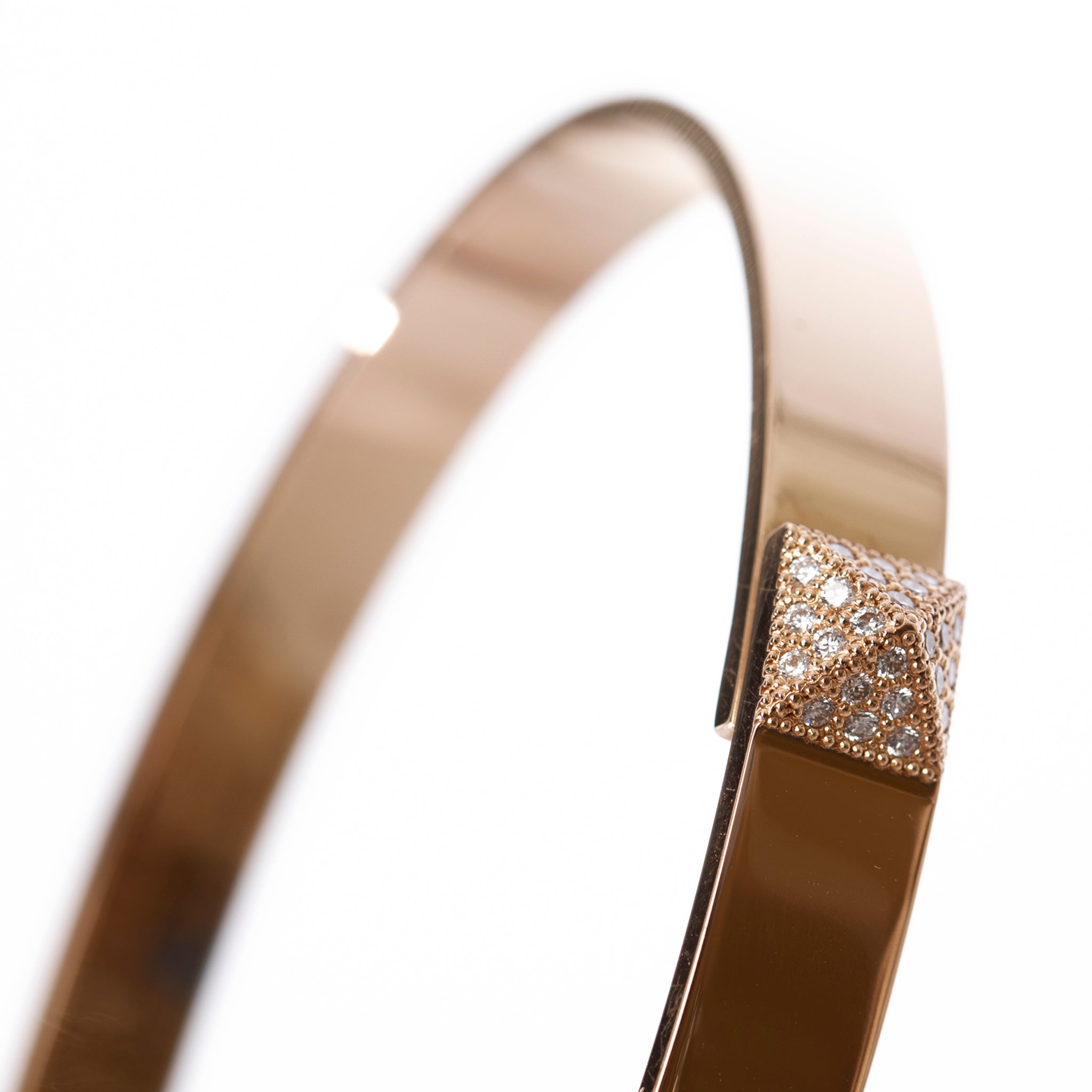 Hermes Collier De Chien Half Diamond Rose Gold Bracelet