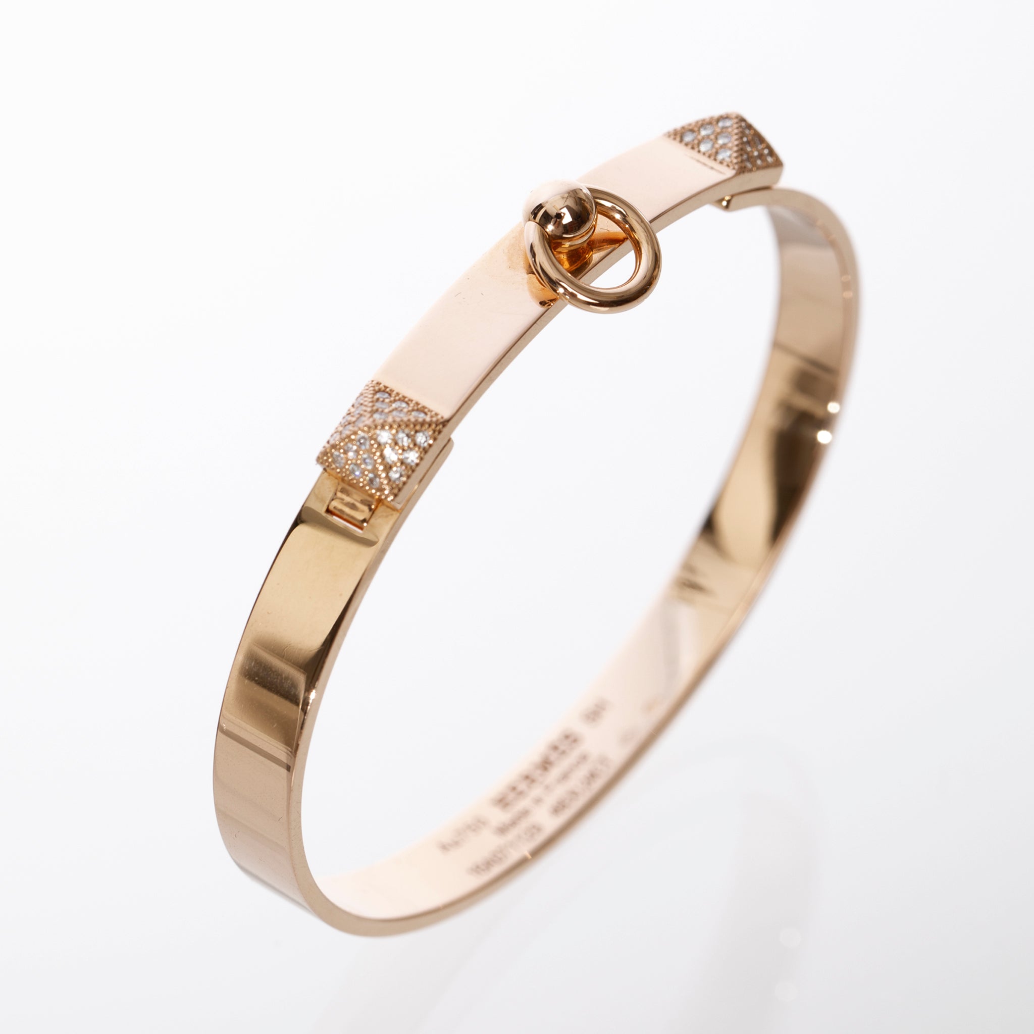 Hermes Collier De Chien Half Diamond Rose Gold Bracelet