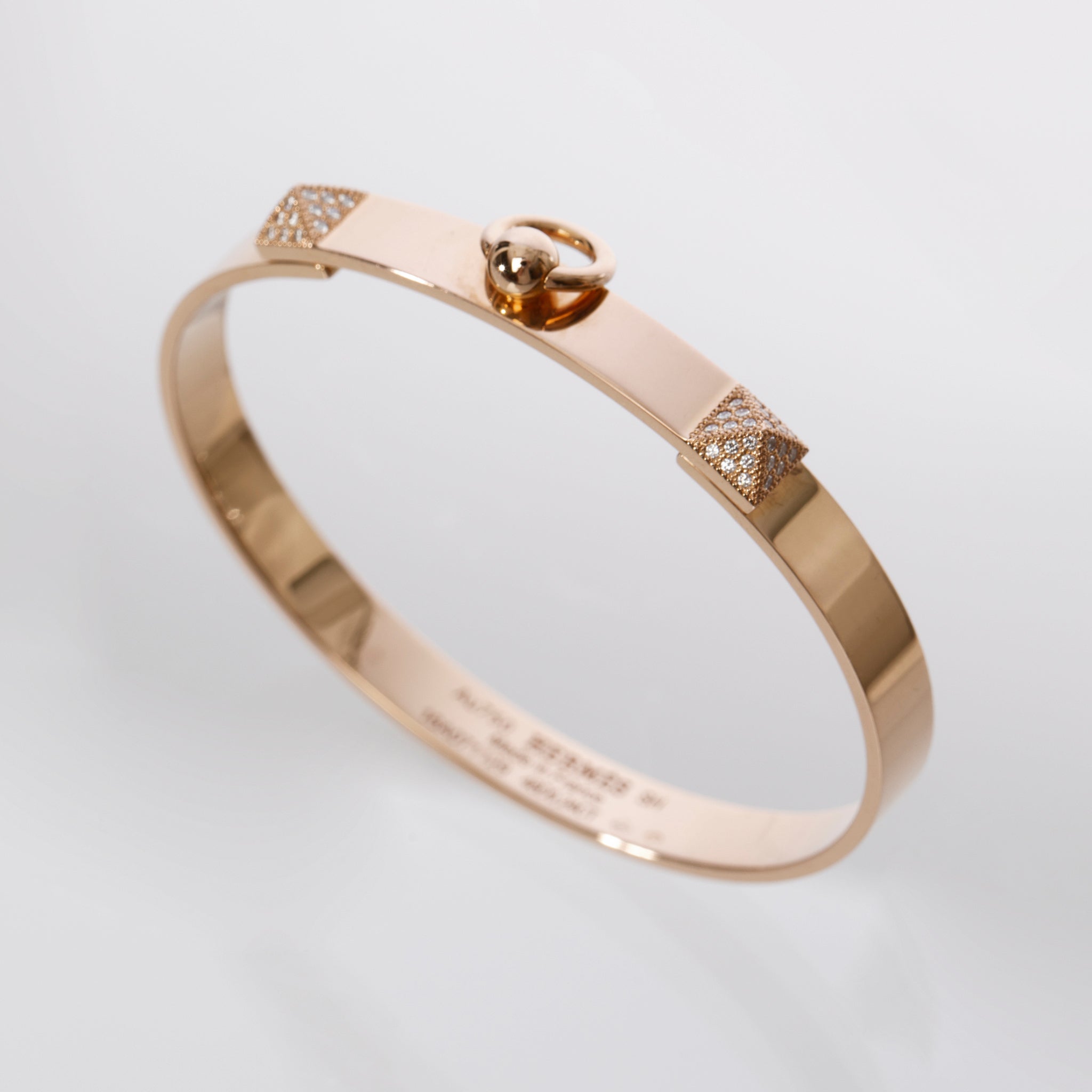 Hermes Collier De Chien Half Diamond Rose Gold Bracelet