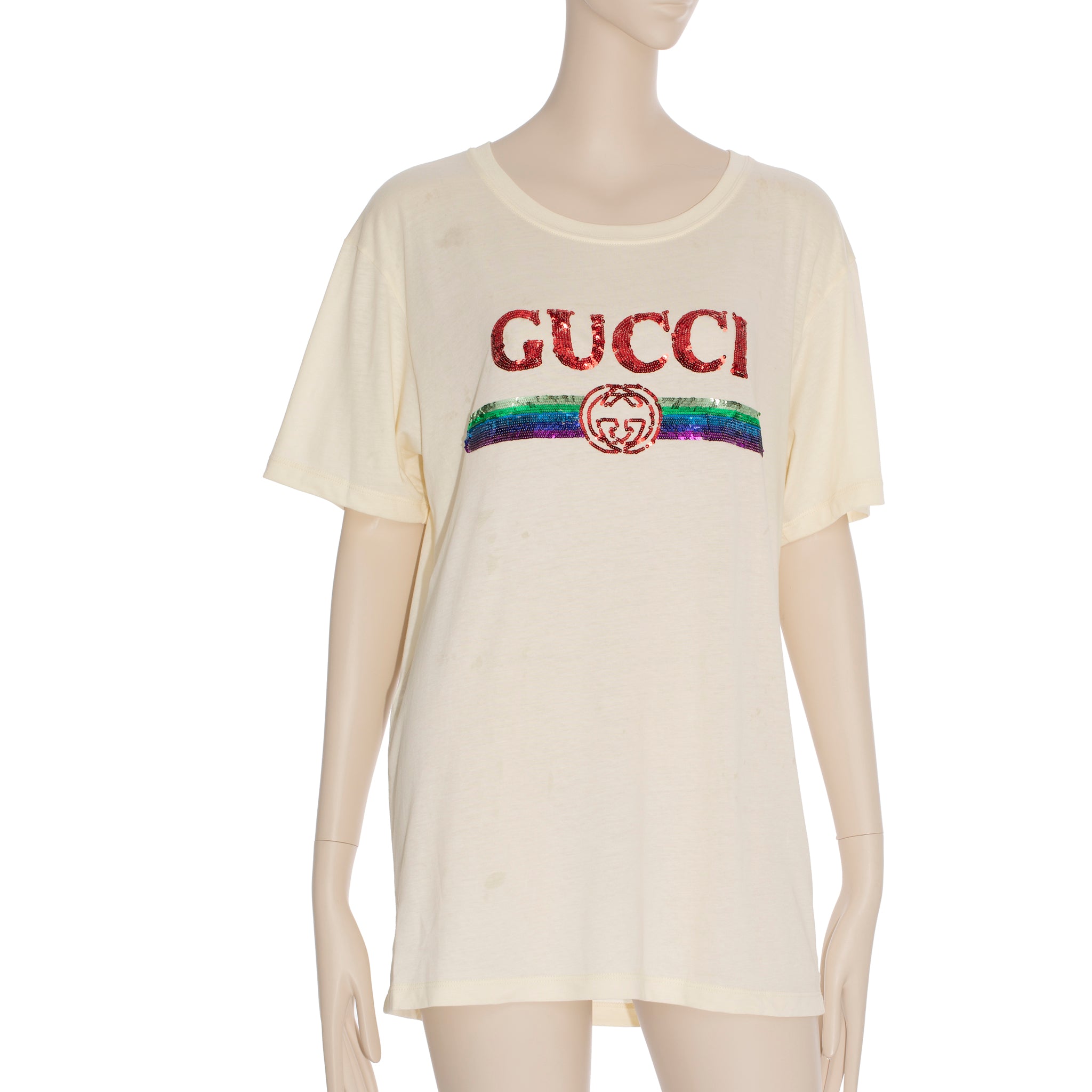 Gucci Unisex Oversized T-Shirt With Gucci Sequin Logo Small