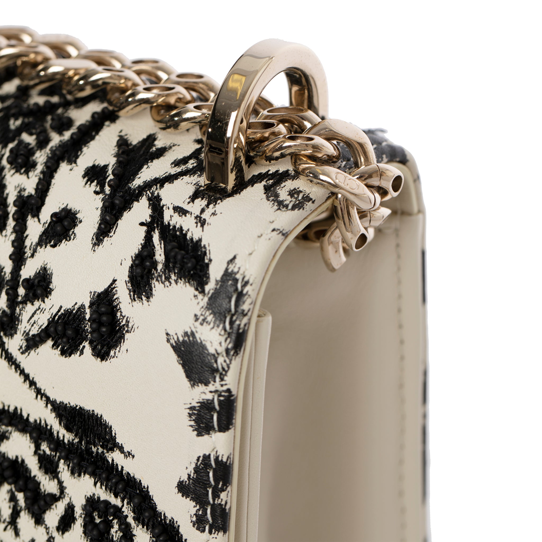 Christian Dior 2018 Embroidered & Bead-Embellished Diorama Shoulder Bag Gold Tone Hardware