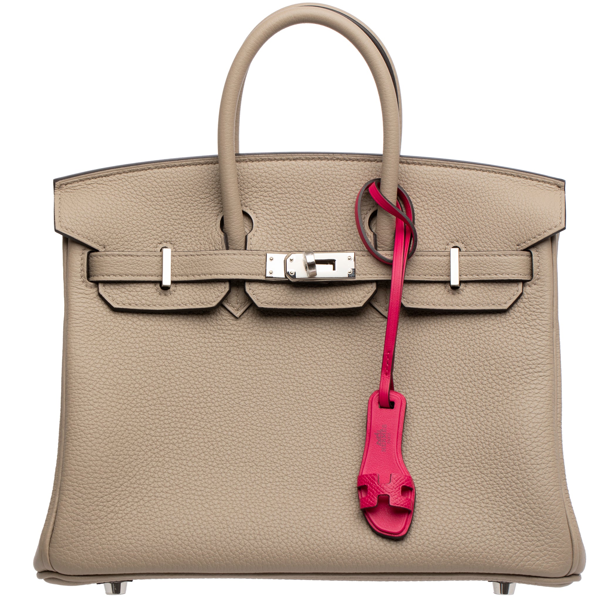 Hermes Oran Bag Charm Epsom Leather Rose Mexico