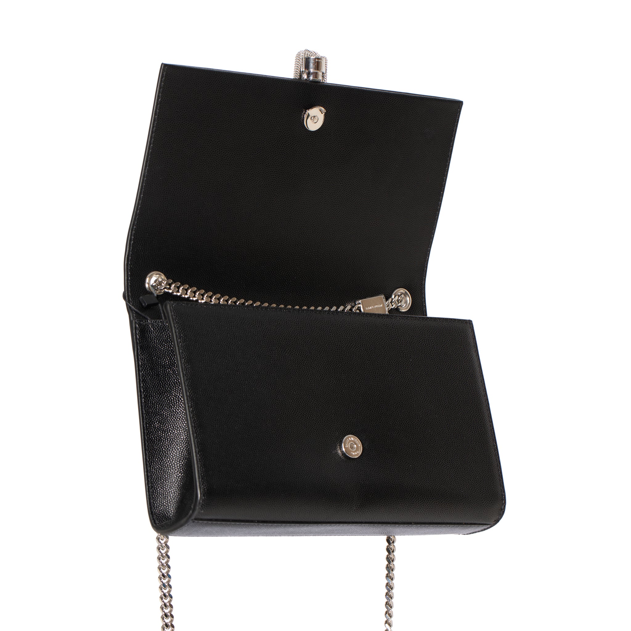 Yves Saint Laurent Black Kate Cross Body Bag Embossed Leather Silver Tone Hardware