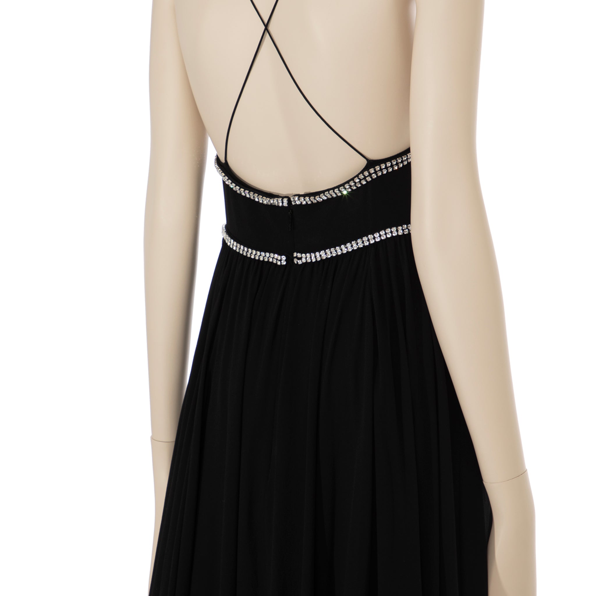 Saint Laurent Black Evening Gown With Crystal Details 38 FR