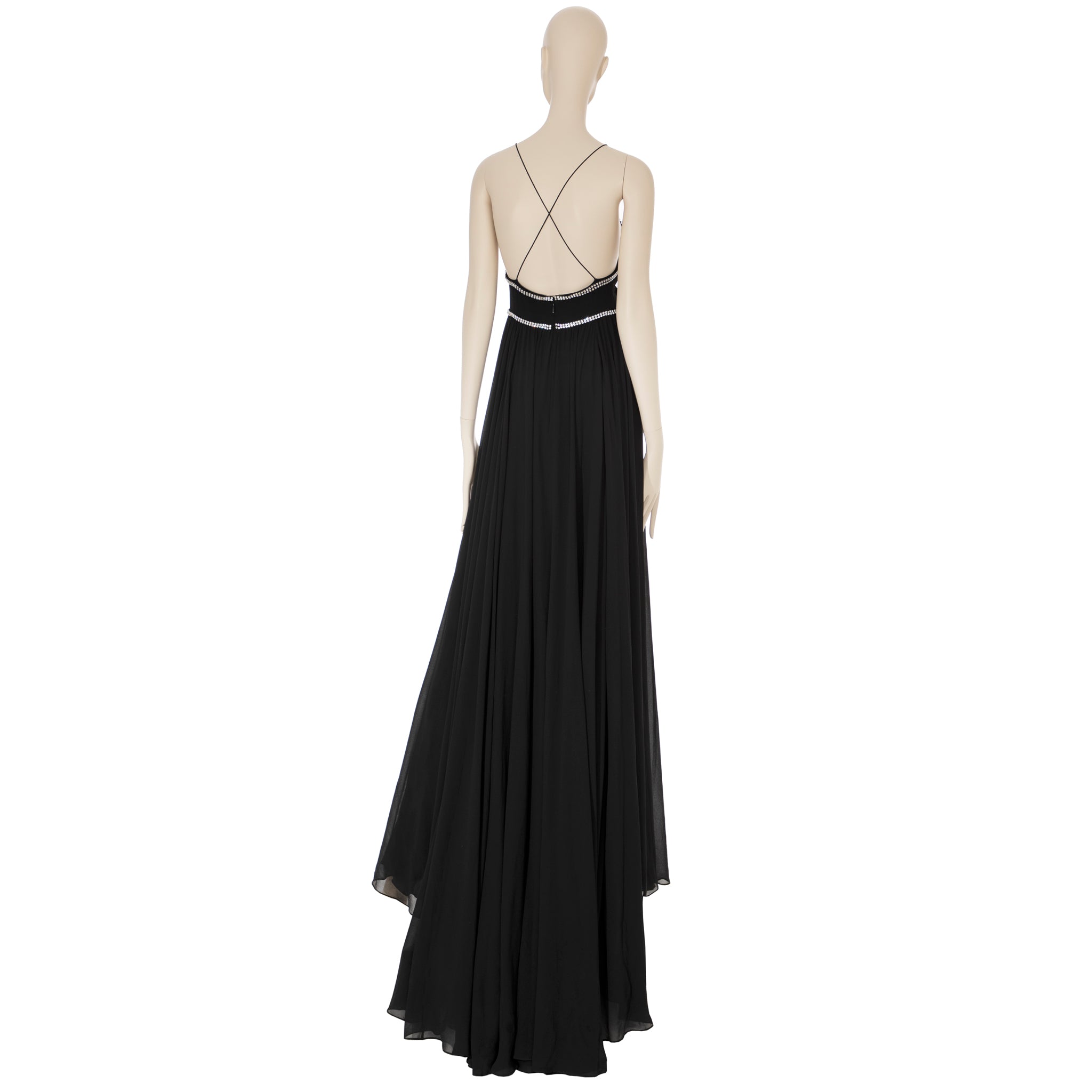 Saint Laurent Black Evening Gown With Crystal Details 38 FR