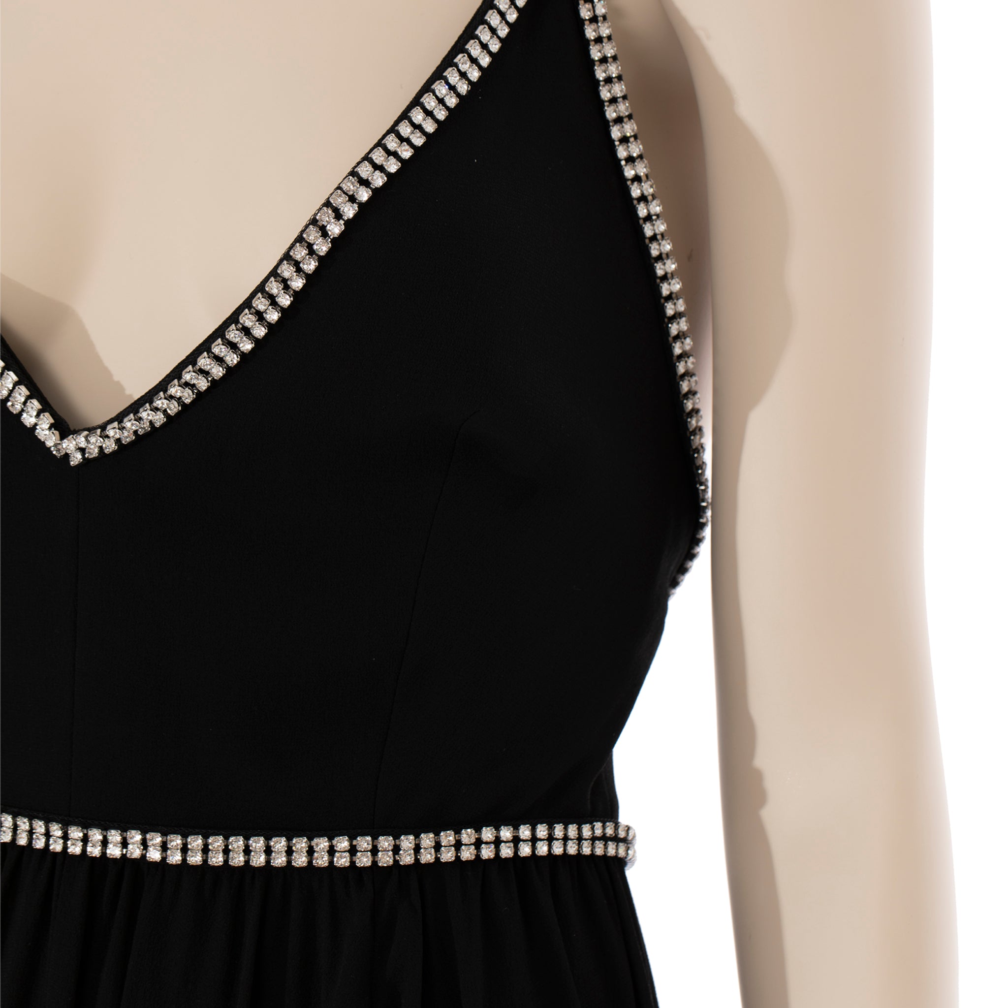 Saint Laurent Black Evening Gown With Crystal Details 38 FR