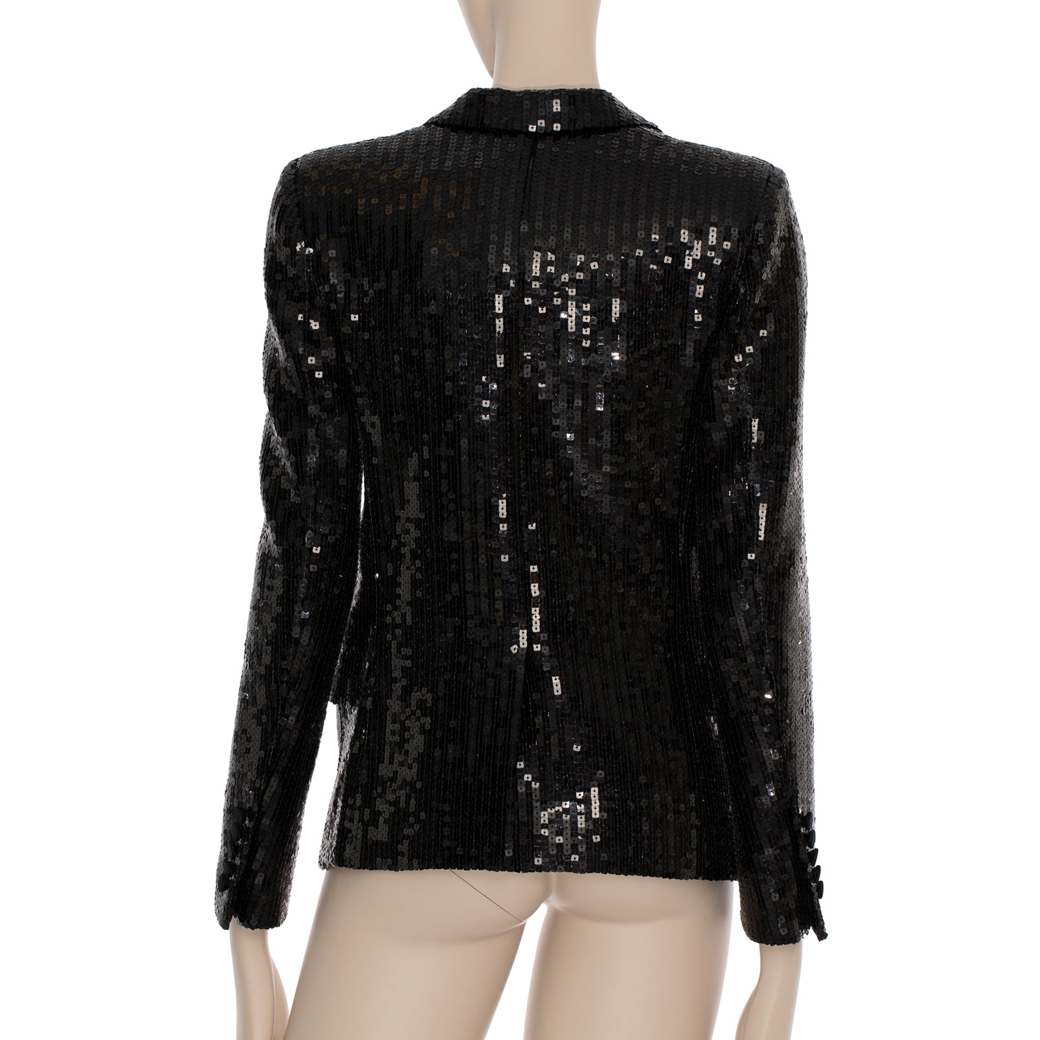 Yves Saint Laurent Evening Tuxedo Jacket Black Sequin 34 FR