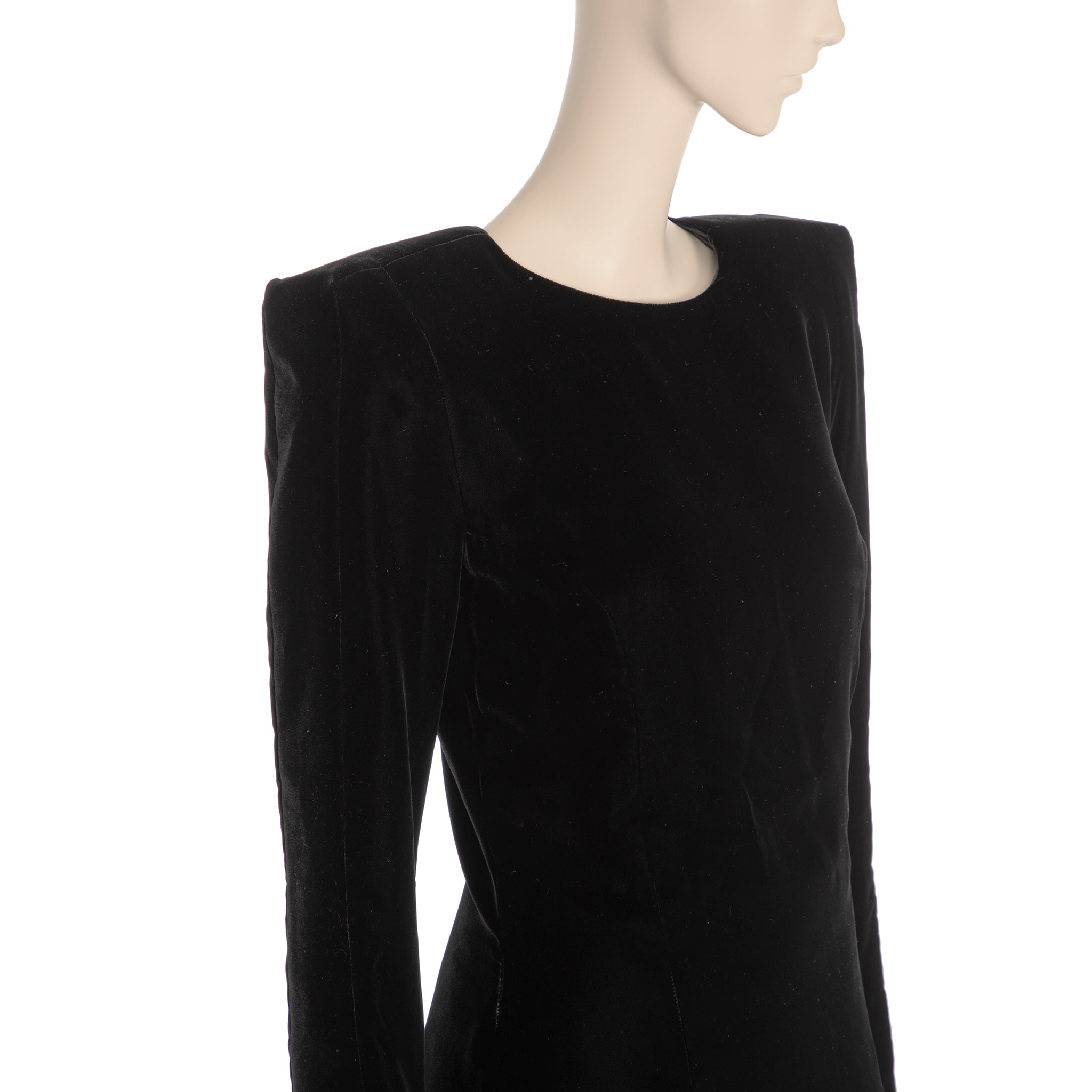 Saint Laurent Ankle Length Black Velvet Dress With Rhinestones 36 FR