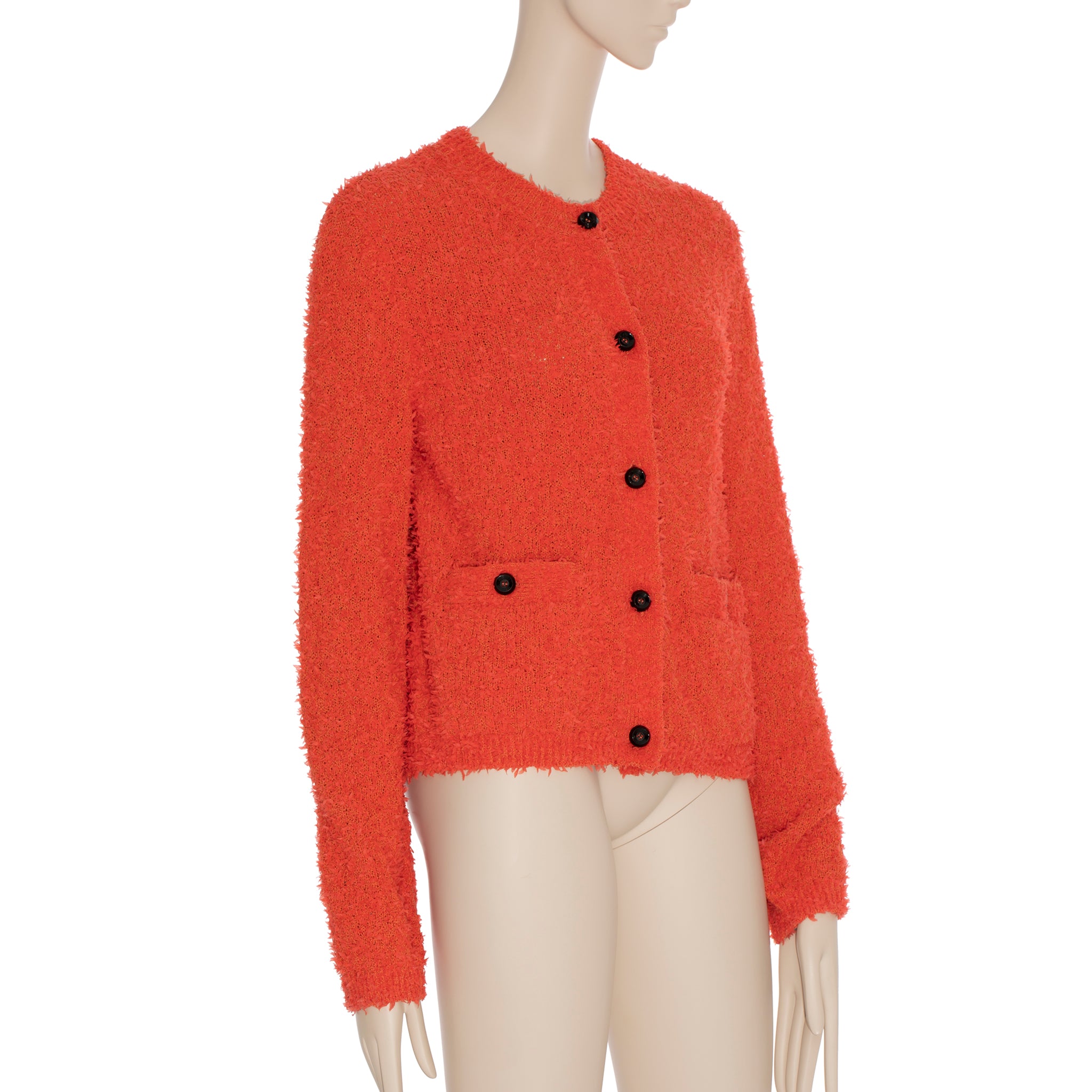 Gucci GG Cropped Cardigan Orange Boucle Medium