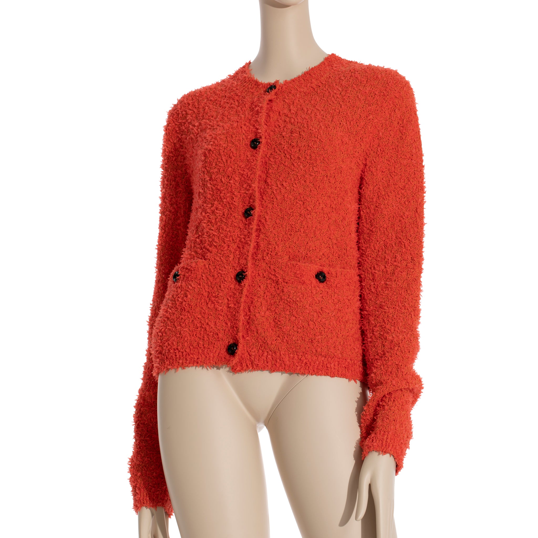 Gucci GG Cropped Cardigan Orange Boucle Medium